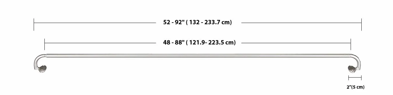 Amazon Basics Bastone per tenda estensibile per interni, asta curva, 122-224 cm, nichel