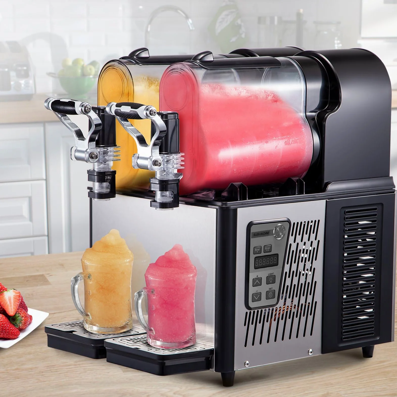 Macchina per Granita 2x3L Granitore Sorbettiera Elettrico Commerciale per Granita Bevande Vino Crema Caffè (3L x 2)