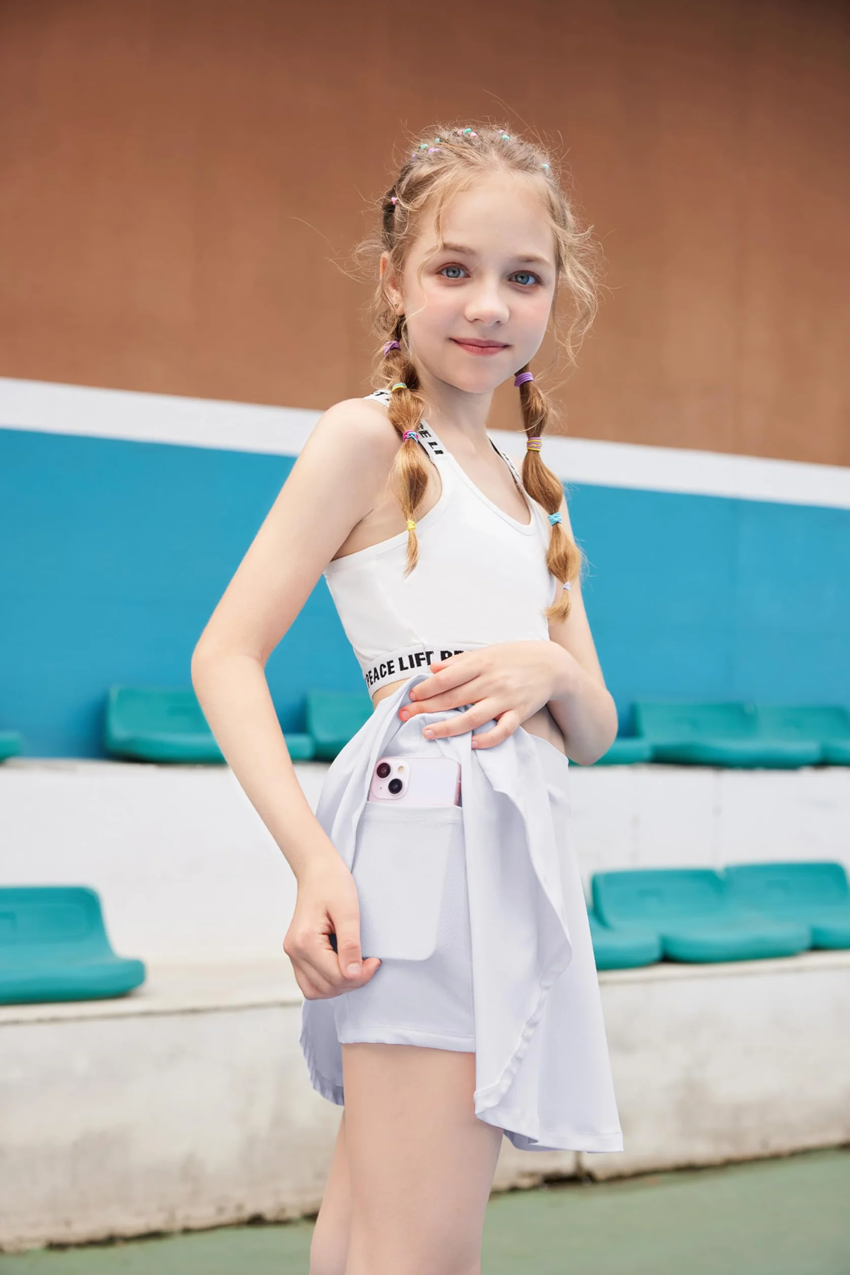 Arshiner Gonna da Tennis per Ragazze a Vita Alta con Tasche 6-15 Anni