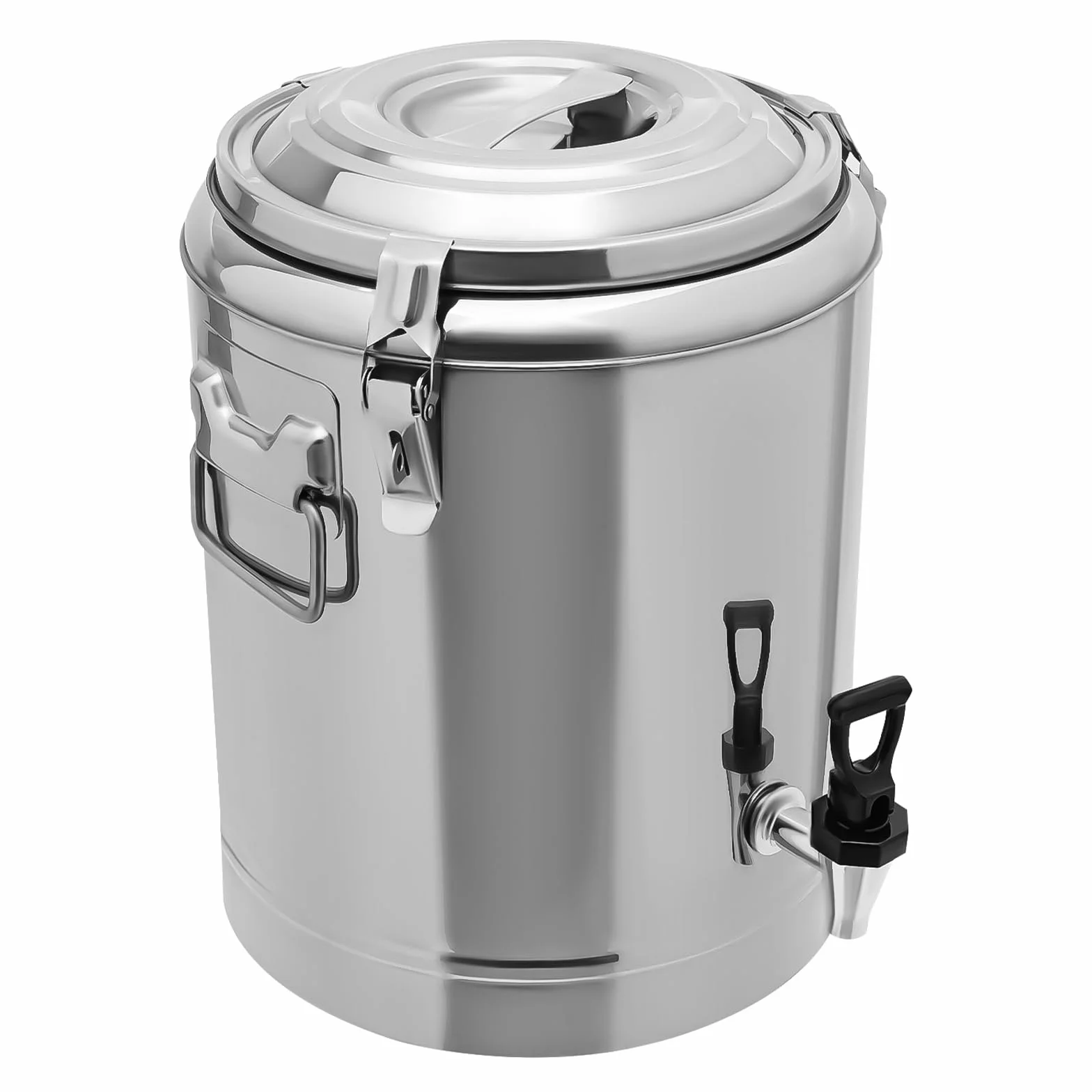 Contenitore termico per il trasporto in acciaio inox, 20 l, caldo e isolato con maniglie, coperchio e rubinetto, scalda alimenti per mantenere caldo o freddo