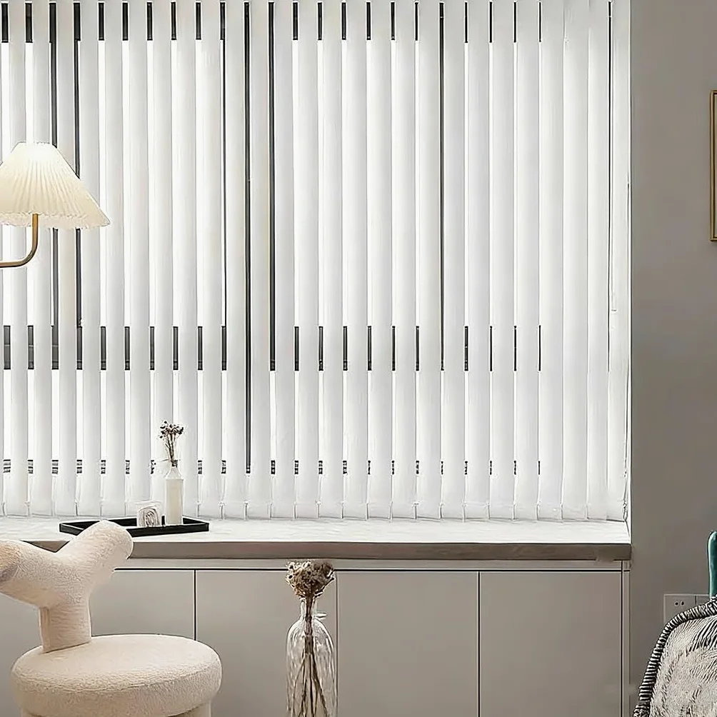 Tende Verticali Oscuranti in Tessuto per Finestre Grandi, Tende a Lamelle Verticali in Tessuto Bianco con Isolamento Termico, 60-250cm Veneziane per Ufficio o Casa, Protezione Privacy(W110xH220cm)