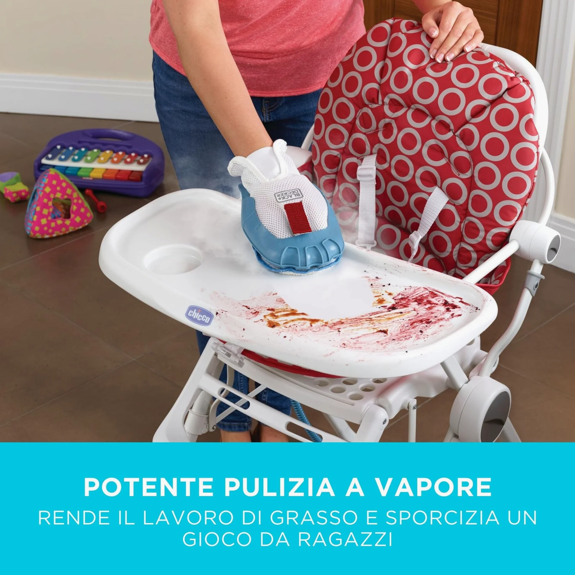 BLACK+DECKER Scopa a vapore 2 in 1 con guanto per la pulizia SteaMitt e 11 accessori, BHSM166DSM-QS