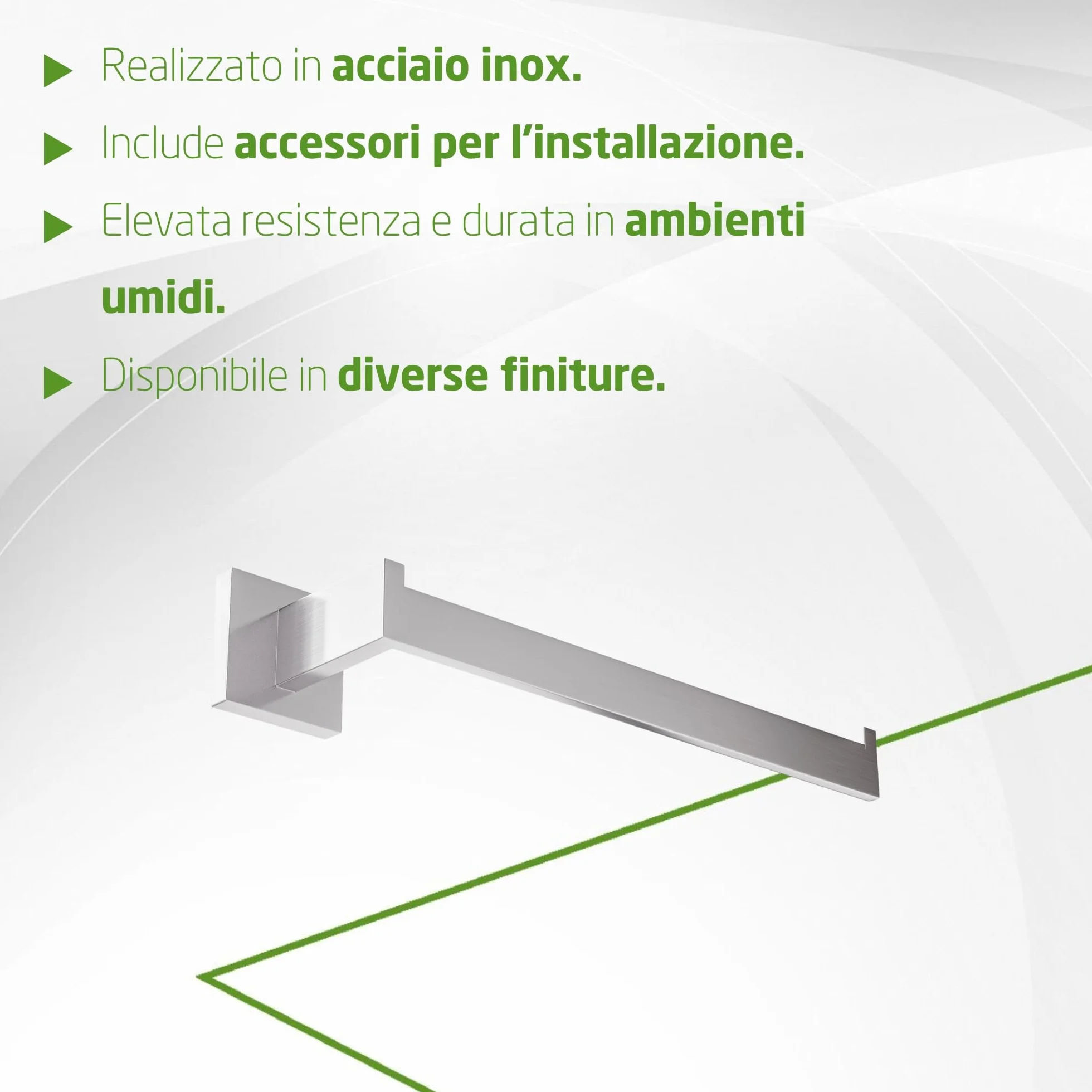 Amig Portasciugamani da bagno Mod. Isla-2 270 x 75 x 55 mm Acciaio inossidabile Argento opaco