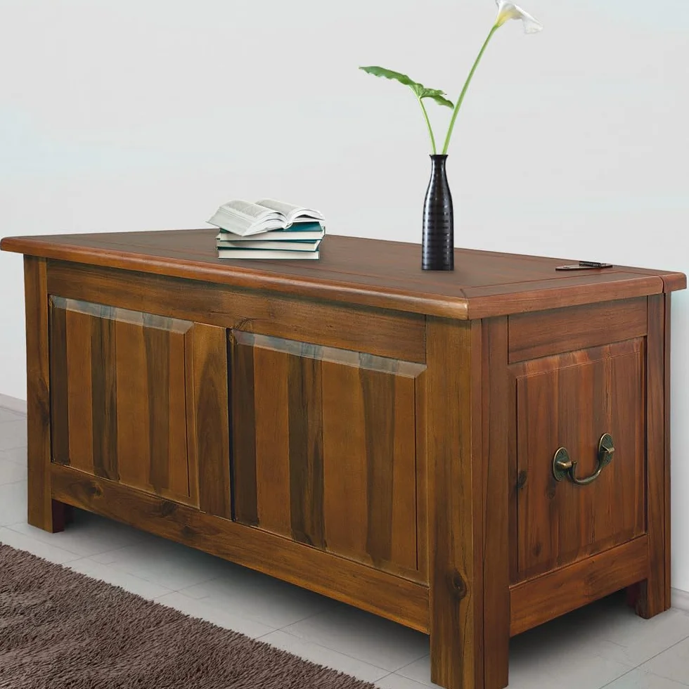 Deuba Cassapanca in Legno 85x44x48cm Vano Contenitore e Coperchio Baule Salvaspazio Pistone a Gas