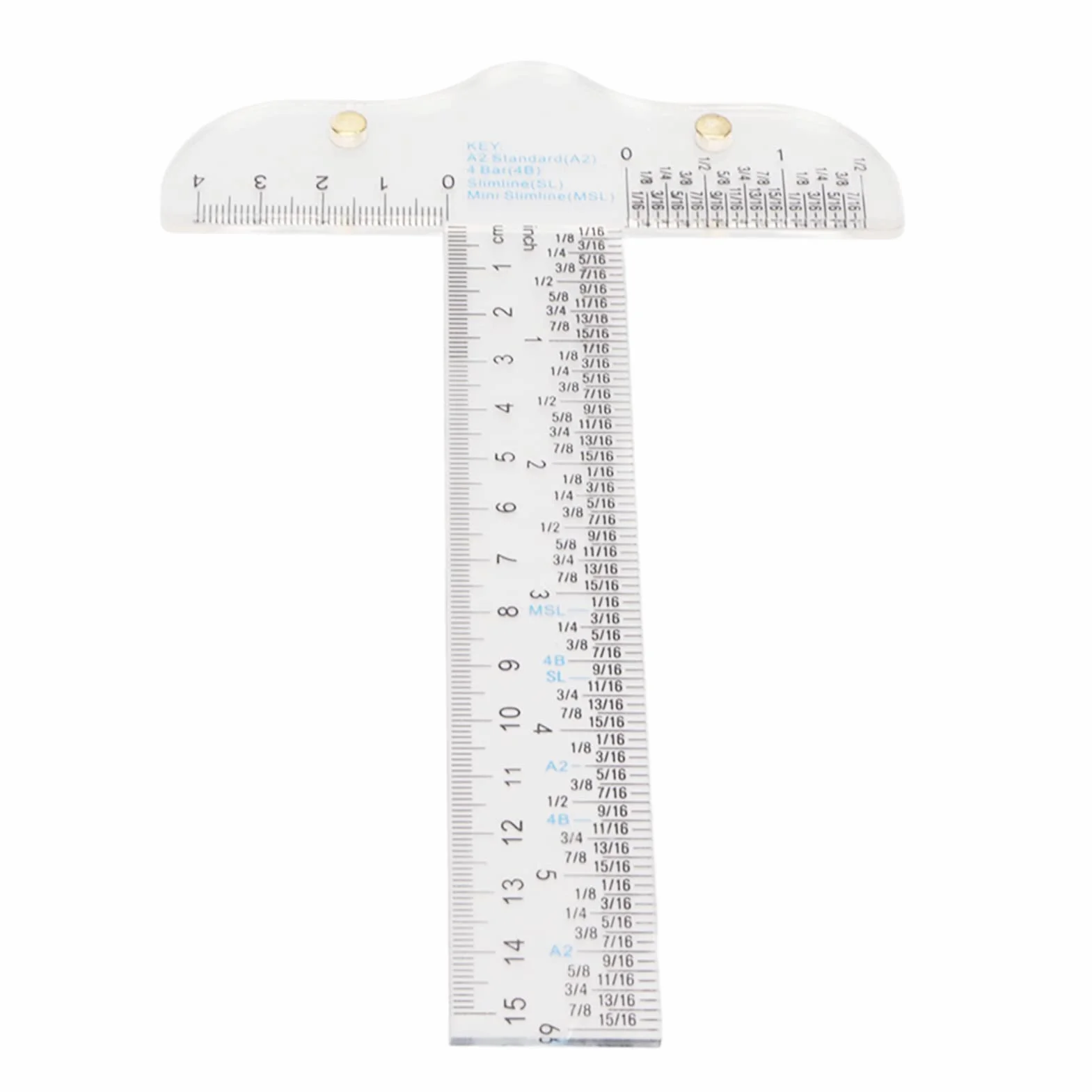 Righello a T in Acrilico Trasparente, Strumento di Misurazione con Scale in Pollici e Metriche, Righello da Disegno Portatile