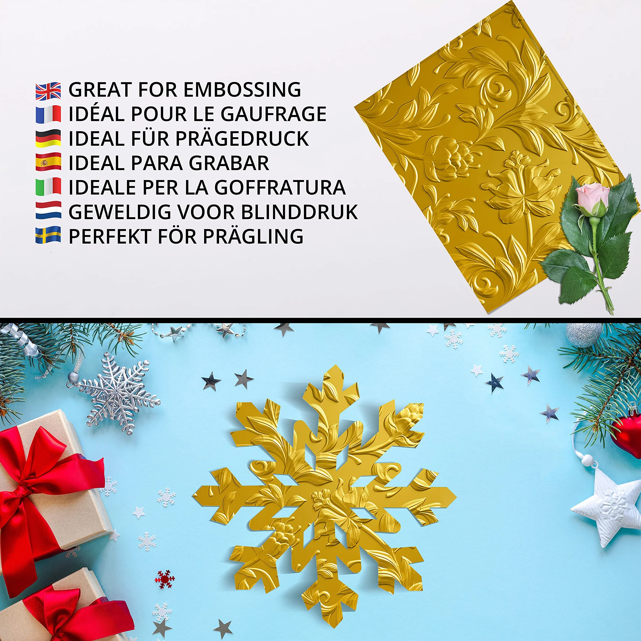 Belle Vous Fogli A4 Colorati Dorati 60 Fogli Carta Perlata Cartoncino Oro 250 g/mq 29,7 x 21 cm per Scrapbooking Inviti Nozze