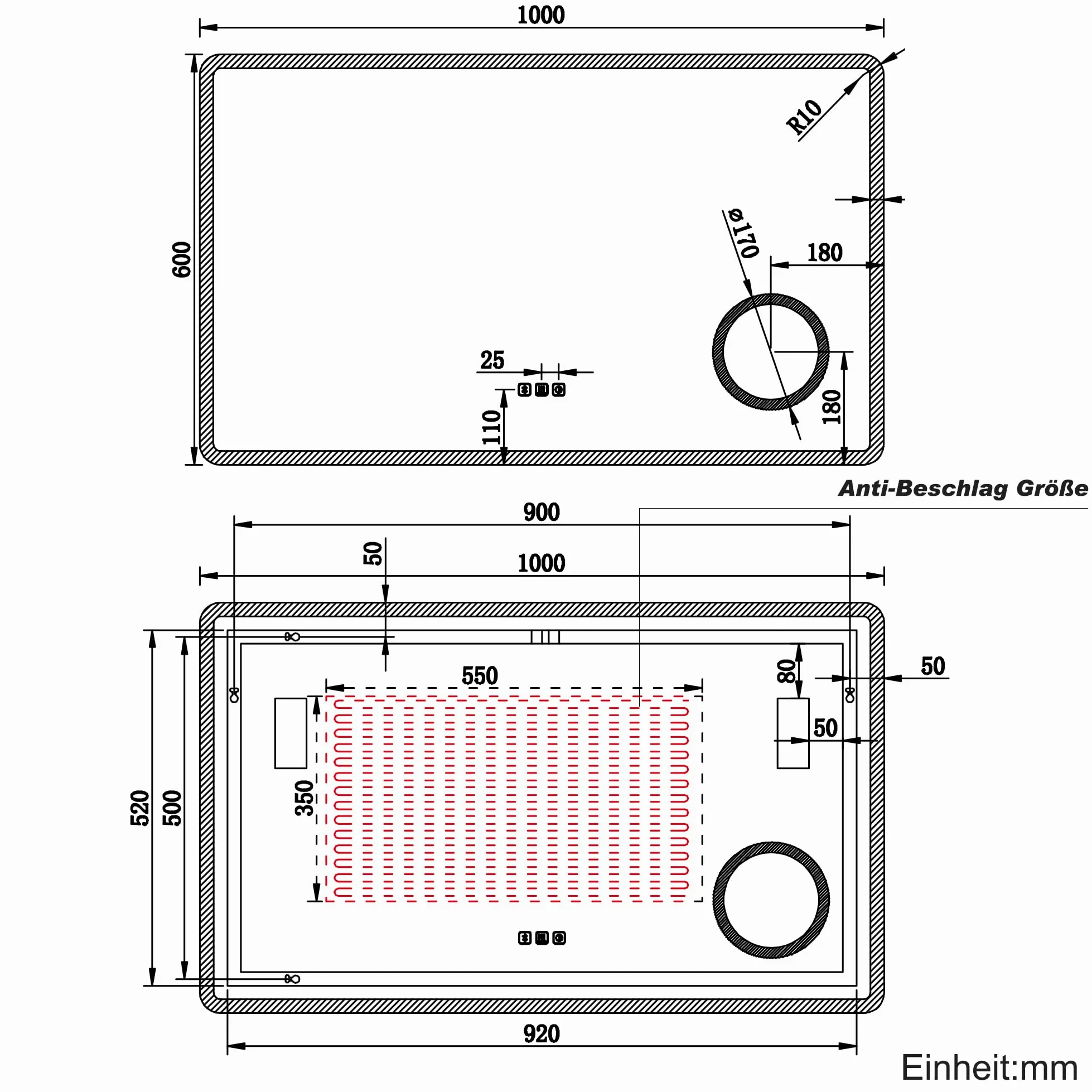 SONNI Specchio da bagno a LED con Bluetooth, 100 x 60 cm, specchio da bagno con illuminazione e touch, presa elettrica, 3 colori di luce, anti-appannamento e funzione di memoria, ingrandimento 3 x