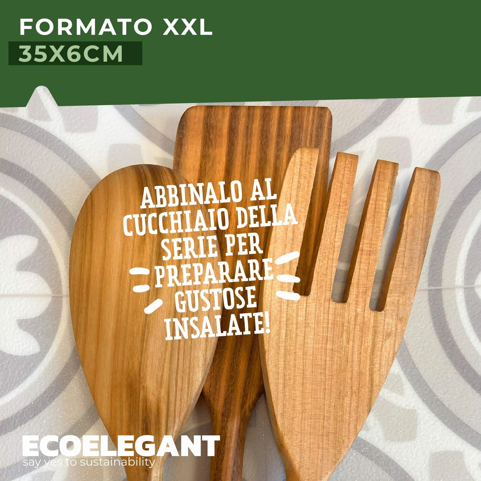 Fackelmann Forchettone multiuso da cucina in legno di ciliegio 35 x 6 x 1,3cm Linea Ecoelegant