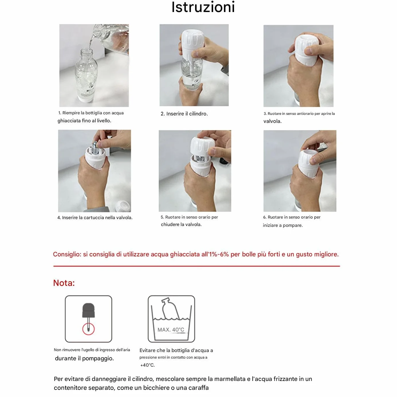 Gasatore Per Acqua Frizzante - Gasatore Acqua Frizzante Portatile - di Aromi per Drink da Esterno Viaggi Feste