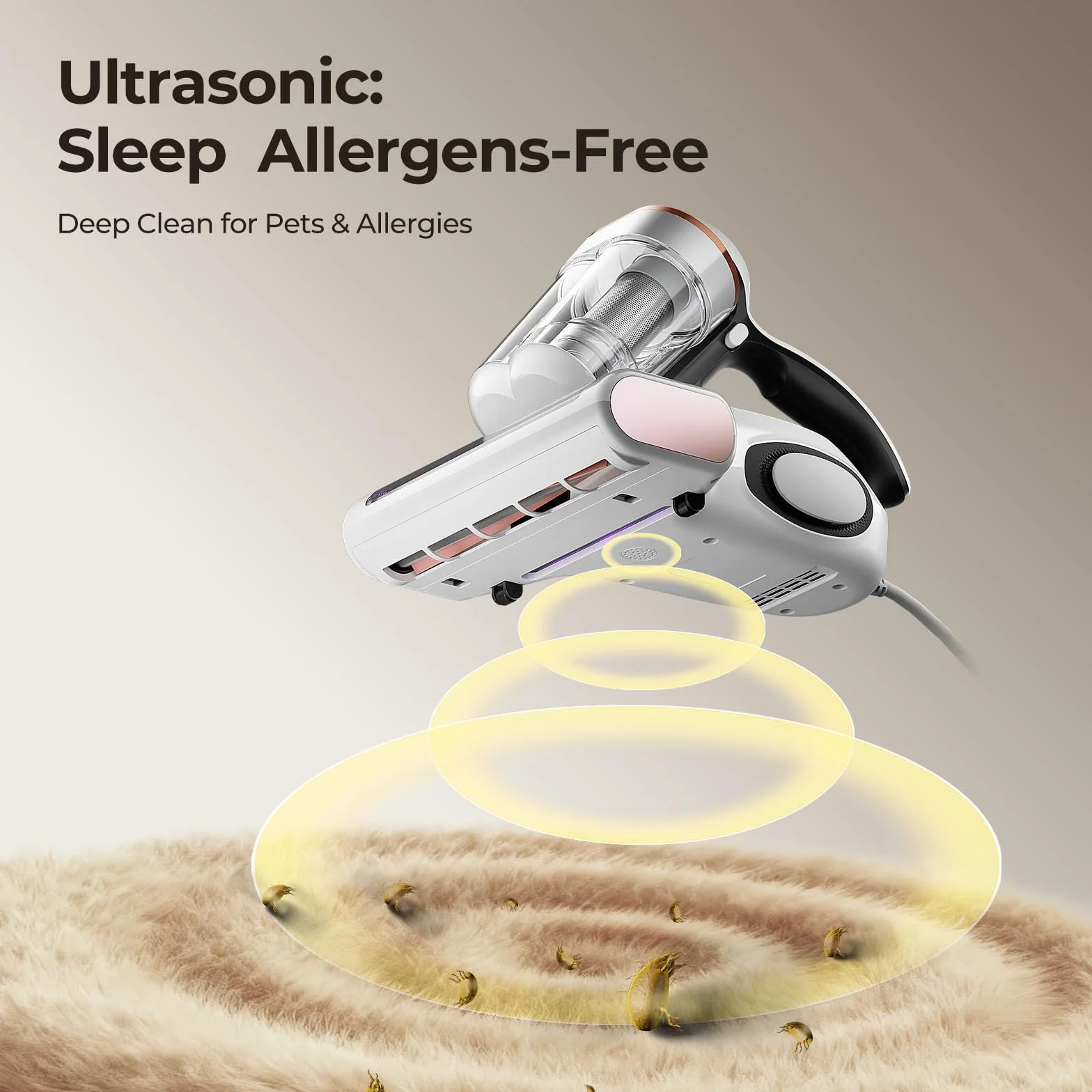 JIGOO J300 Battimaterasso,500W Aspiratore portatile intelligente per materassi, Aspirapolvere antiacaro con luce UV, rimuove il 99,9% degli allergeni, per materassi, letti, divani e mobili imbottiti