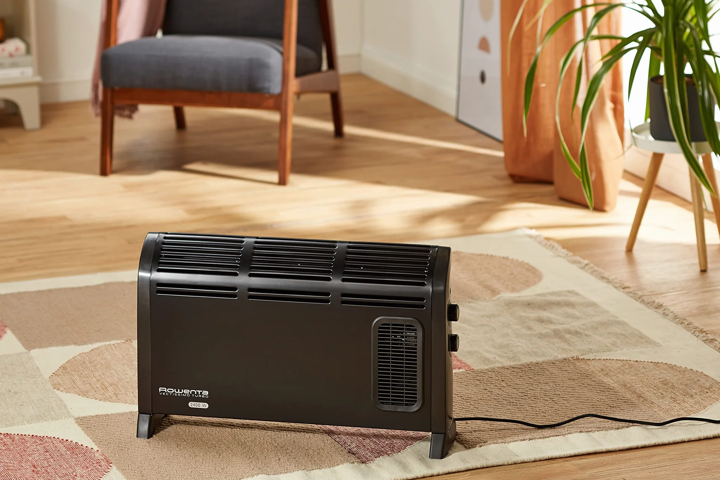 Rowenta Vectissimo termoconvettore, due livelli di potenza CO3035 | Stufa Elettrica Veloce, Potente, Ampia Diffusione dell'Aria, Funzione Turbo, Uso quotidiano semplice, Colore: Nero