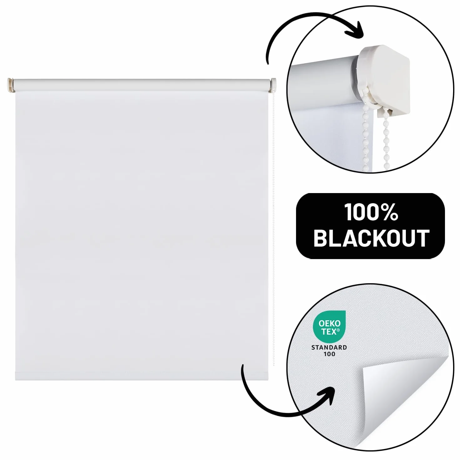 STORESDECO Tenda a rullo oscurante termica Bianco 200x250 cm