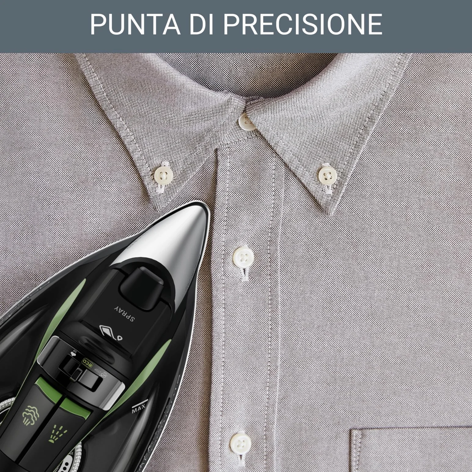 Rowenta DW6330D1 Eco Intelligence Ferro a Vapore, Distribuzione Ottimale del Vapore, 2500 W di Potenza, Tempo di Riscaldmento Rapido, 300 ml, Nero/Verde