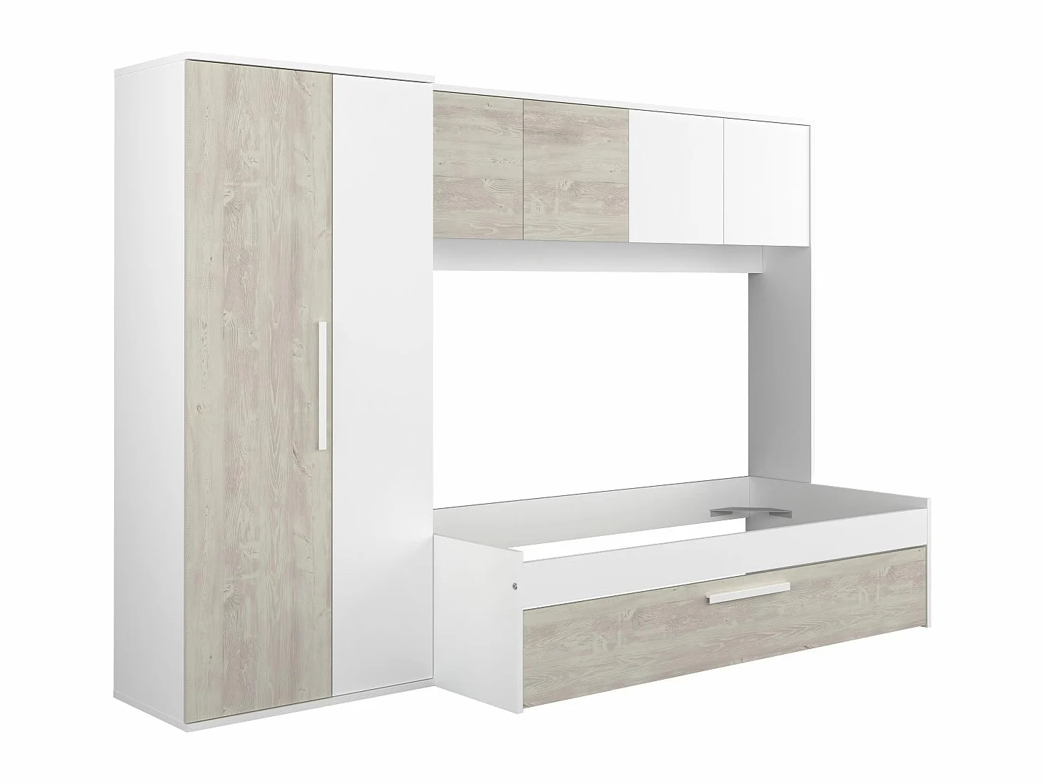 Indomita Cameretta a Ponte con Letto Estraibile Bianco e Bianco Consumato 6006 Reversibile