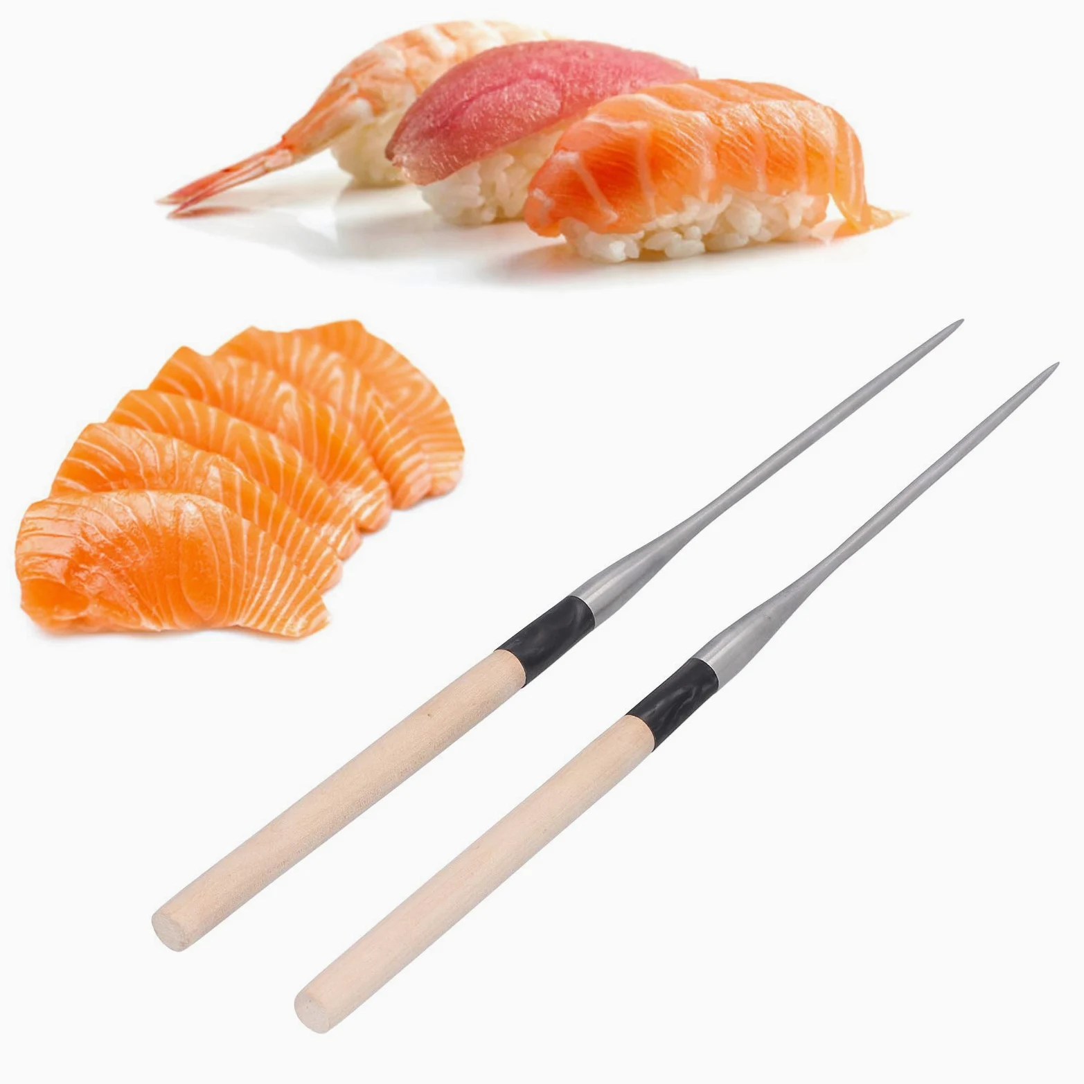 Bacchette per sushi giapponesi con bacchette da cucina con manico in legno, bacchette per sushi per utensili da tavola (MUNEFEUfn-11)