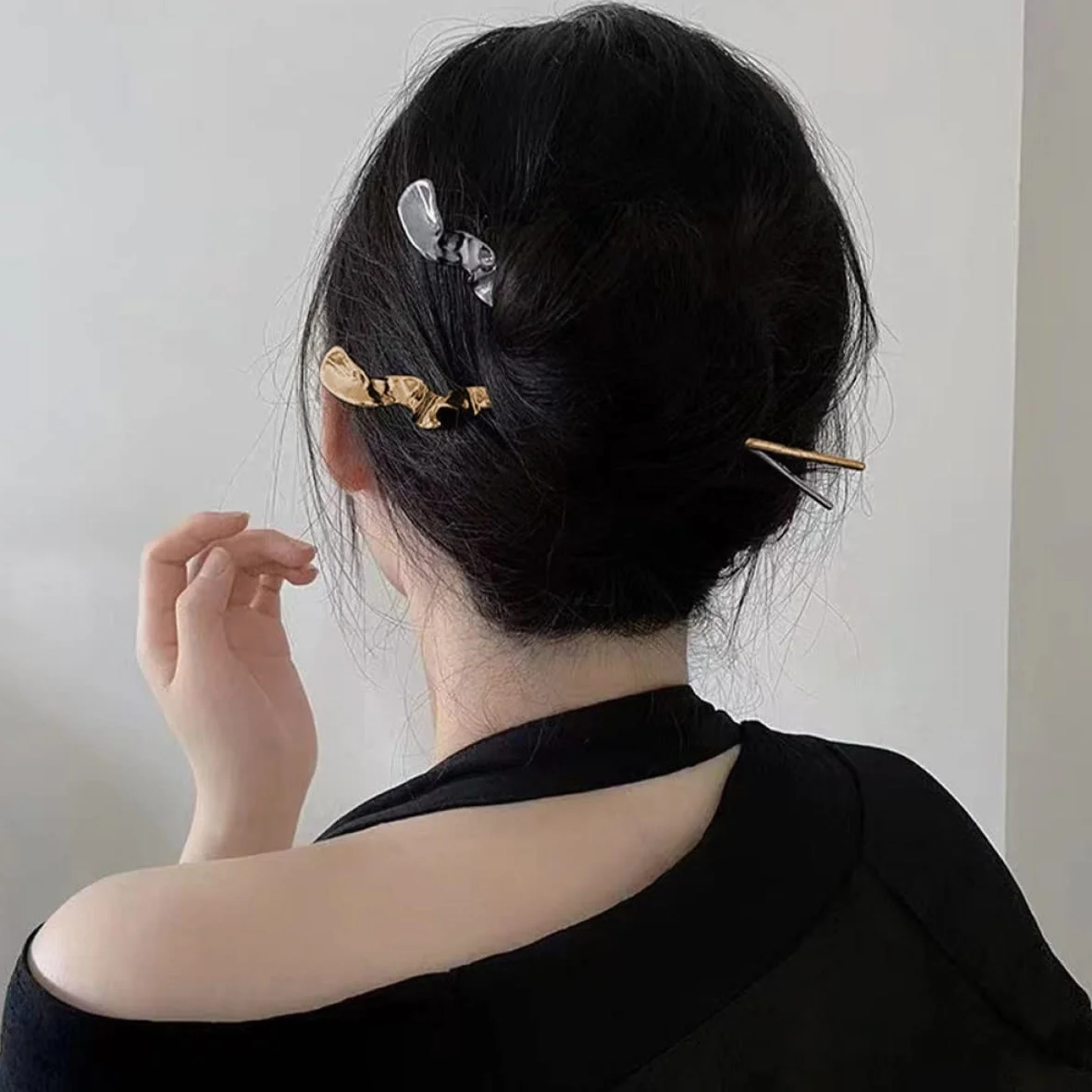 POPETPOP Hair Stick 2 Pezzi Lega di Zinco Oro Accessorio Chioma Donna Vintage Elegante Resistente Banchetto Matrimonio