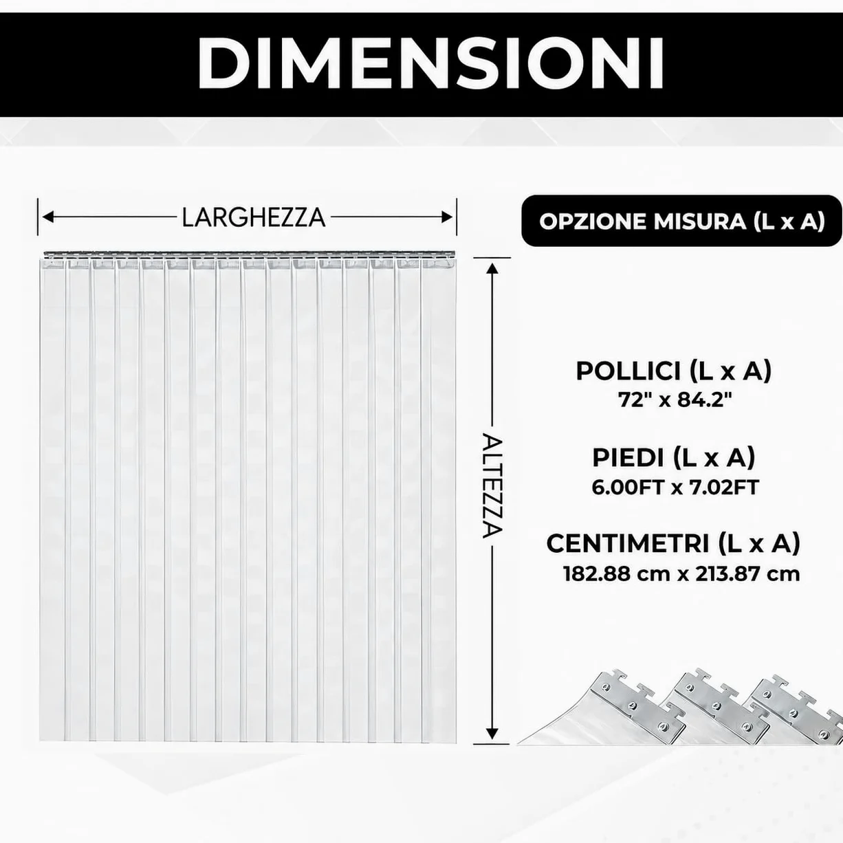 Tenda a Strisce in PVC Trasparente 183x213 cm Tenda Industriale Impermeabile e Resistente per Celle Frigorifere, Magazzini, Garage e Porte Commerciali Facile da Installare