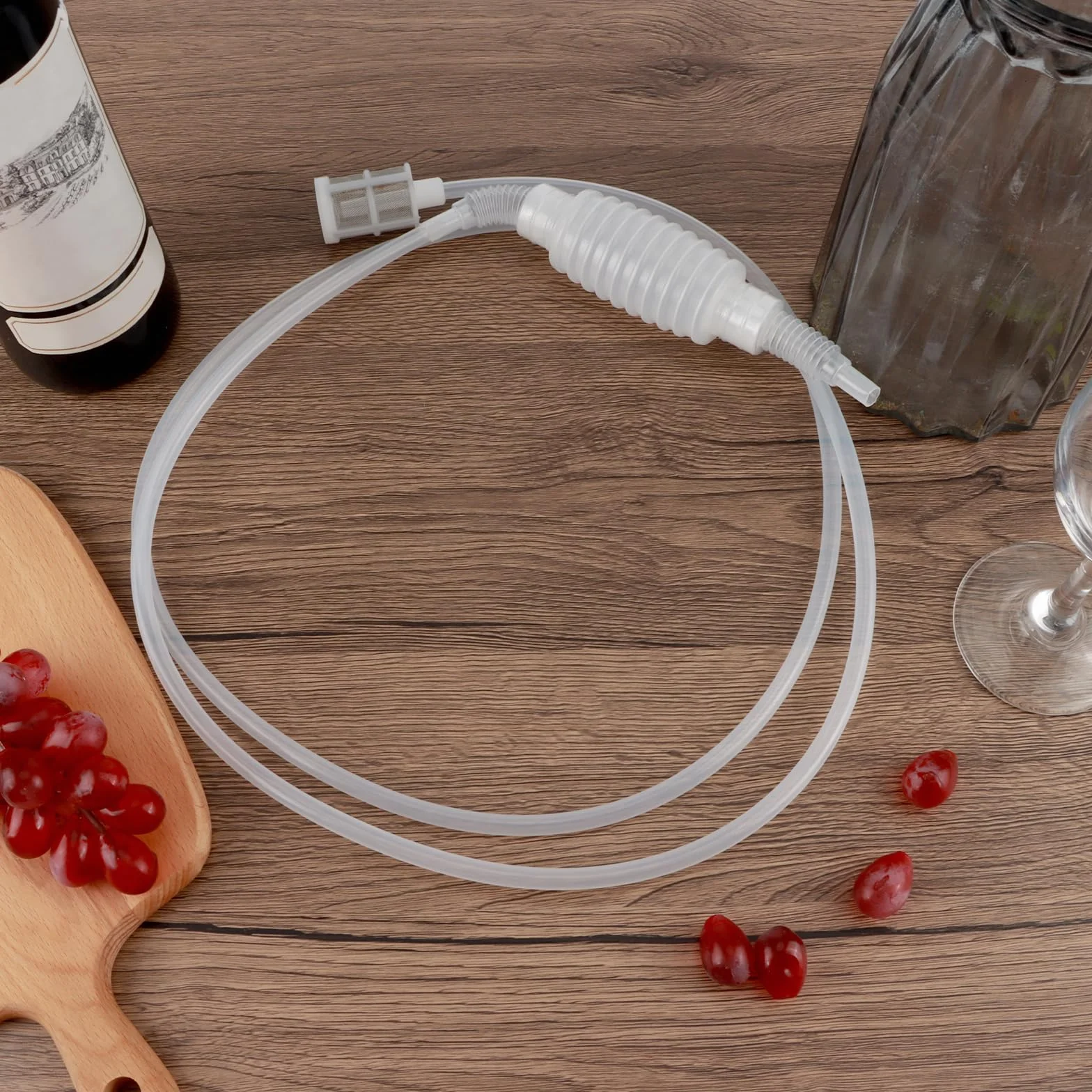 Brew Sifone Tubo 2m Wine Making Syphon Tube Mano Impastare Filtro Strumento Birra Vino Kit