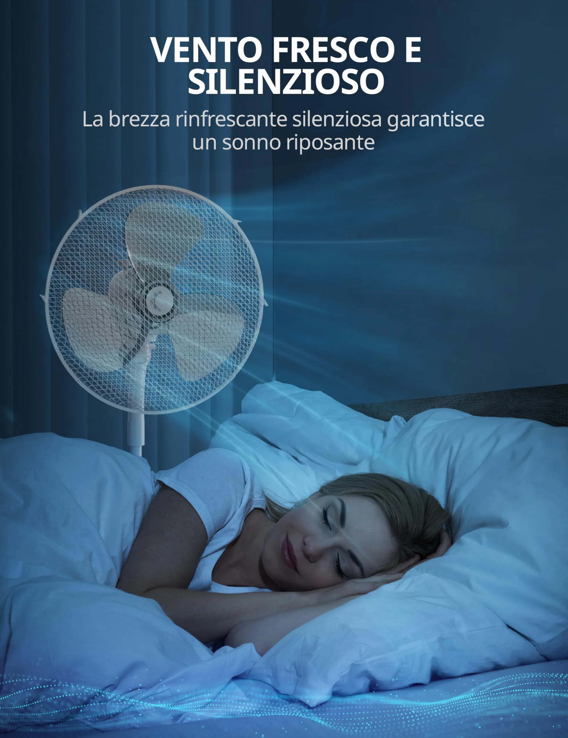 COMFEE' CFS40PW00A2 40W Ventilatore a Piantana, 3 Velocità Regolabili, Oscillazione 90°, Altezza Regolabile, Flusso d'Aria Potente e Funzionamento Silenzioso, Ideale per Casa e Ufficio, Bianco