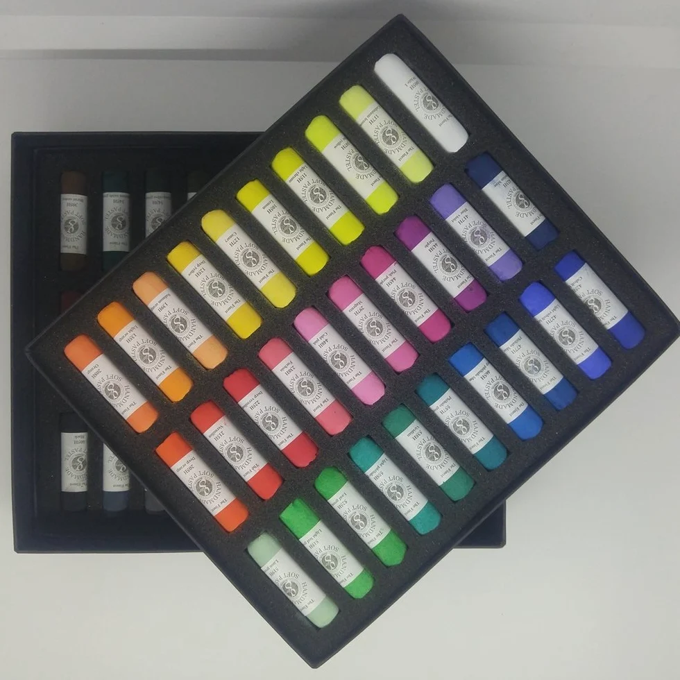 Mungyo MPHM-60P - Gallery Artists' Handmade Soft Pastels Portrait Shades, confezione da 60 pastelli di qualità artistica arrotolati a mano, consistenza morbida