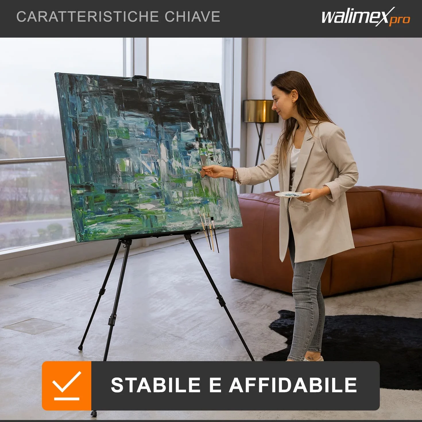 Walimex pro easel XL 60-180cm alluminio cavalletto da studio da tavolo da campo per tele 140x4cm 6kg vassoio supporto colori pennelli borsa