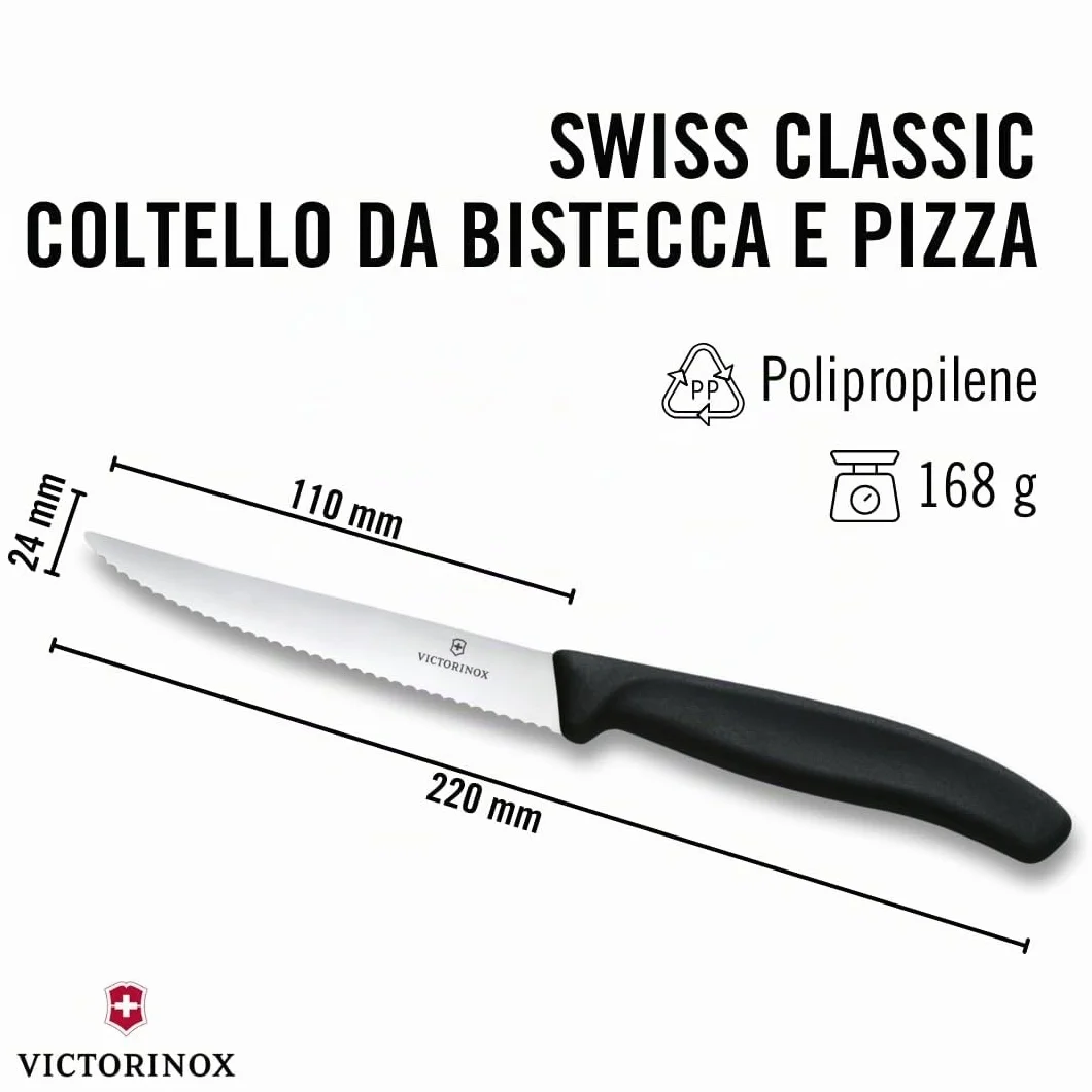 Victorinox Swiss Classic Set di Coltelli Bistecca e Pizza 6 Pezzi 11 cm