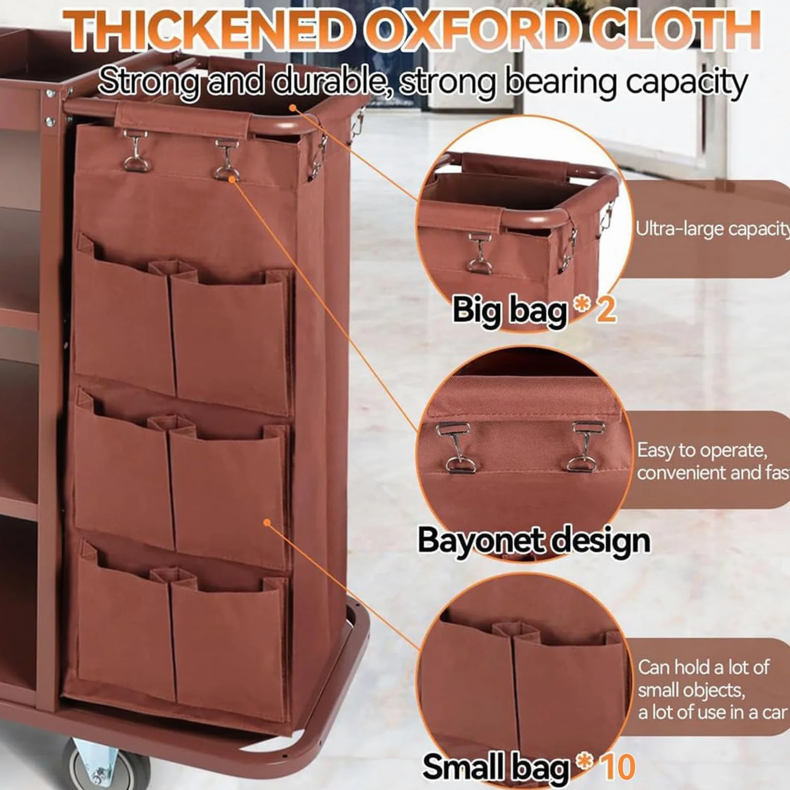 Carrello per Pulizie Alberghiere a 3 Ripiani, Carrello Multifunzionale Industriale con Serratura per Hotel, Carrello Tradizionale per Pulizie E Servizio in Camera Commerciale