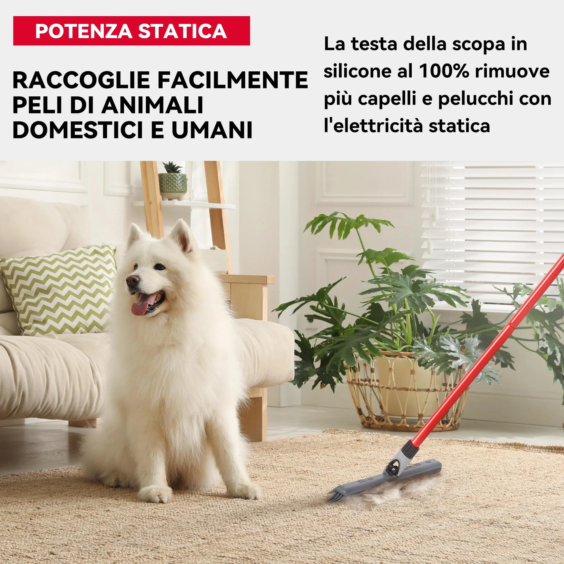 Tyroler 2 in 1 Tira Acqua & Scopa in Silicone per Pavimenti 40 cm Manico Antiruggine 140 cm Acciaio Inox