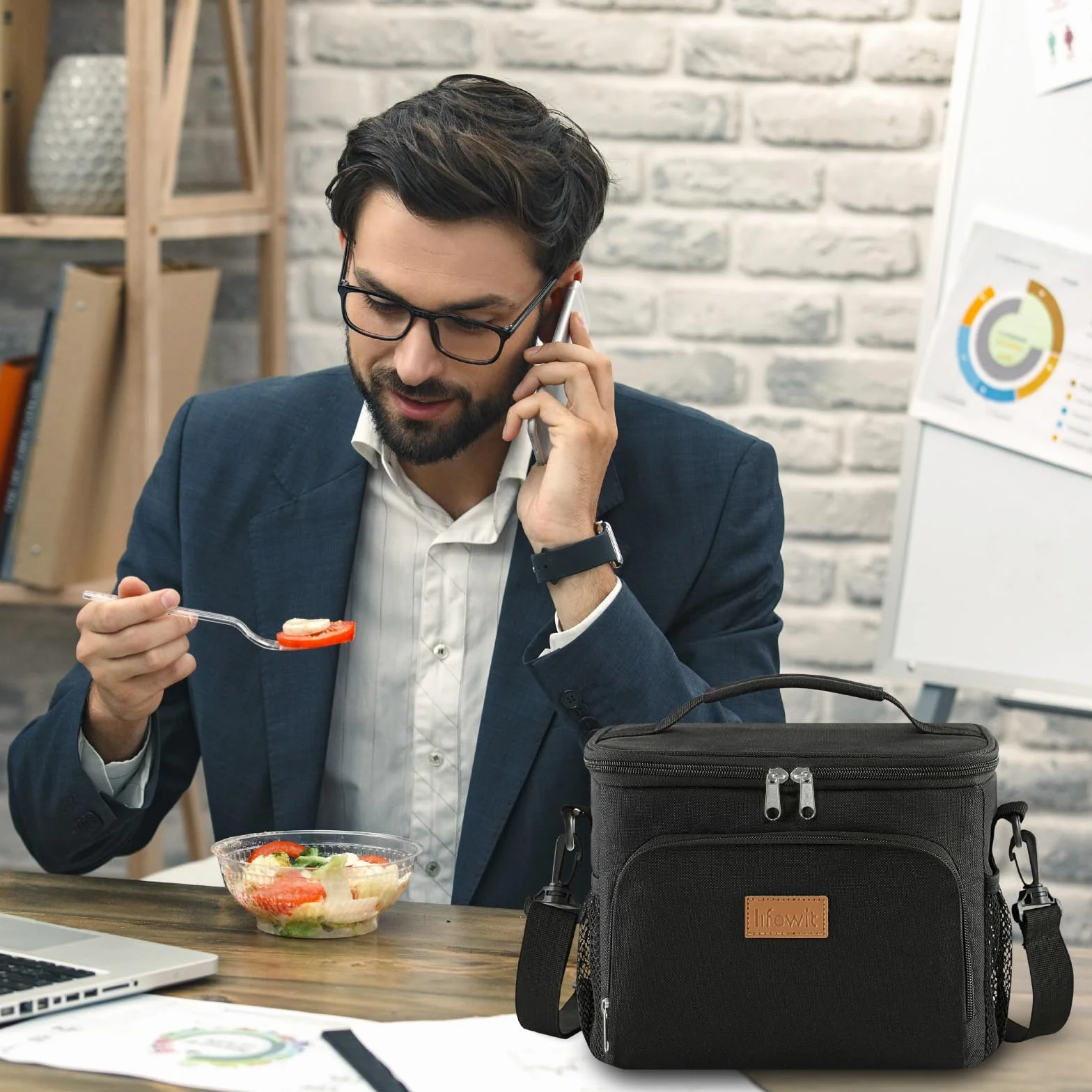 Lifewit Borsa Termica Porta Pranzo 9L Impermeabile con Tracolla Nero