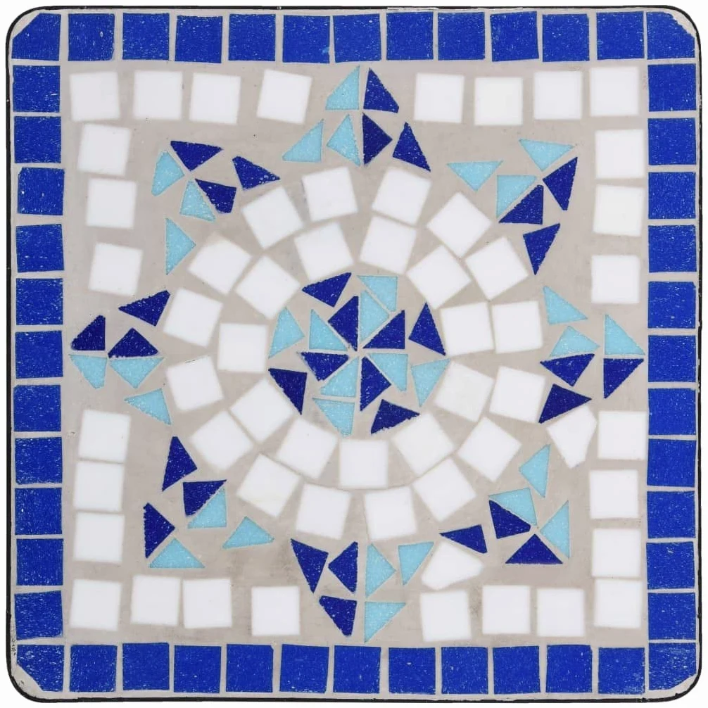 LAPOOH Tavolino di Servizio con Mosaico Blu e Bianco in Ceramica,Tavolino,Tavolino di Servizio,Tavolino di Servizio Salotto/Cucina(SPU:46710)