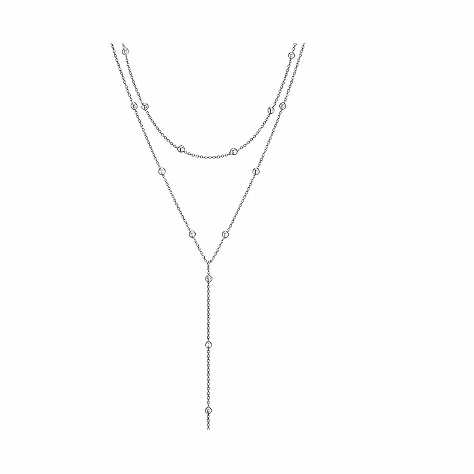 Collana Y Argento Doppia Boho Pendente Donna Elegante Accessorio Strati