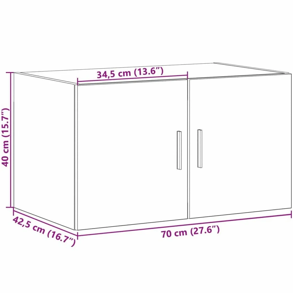 vidaXL Mobile a Parete Bianco 70x42,5x40 cm in Legno Multistrato