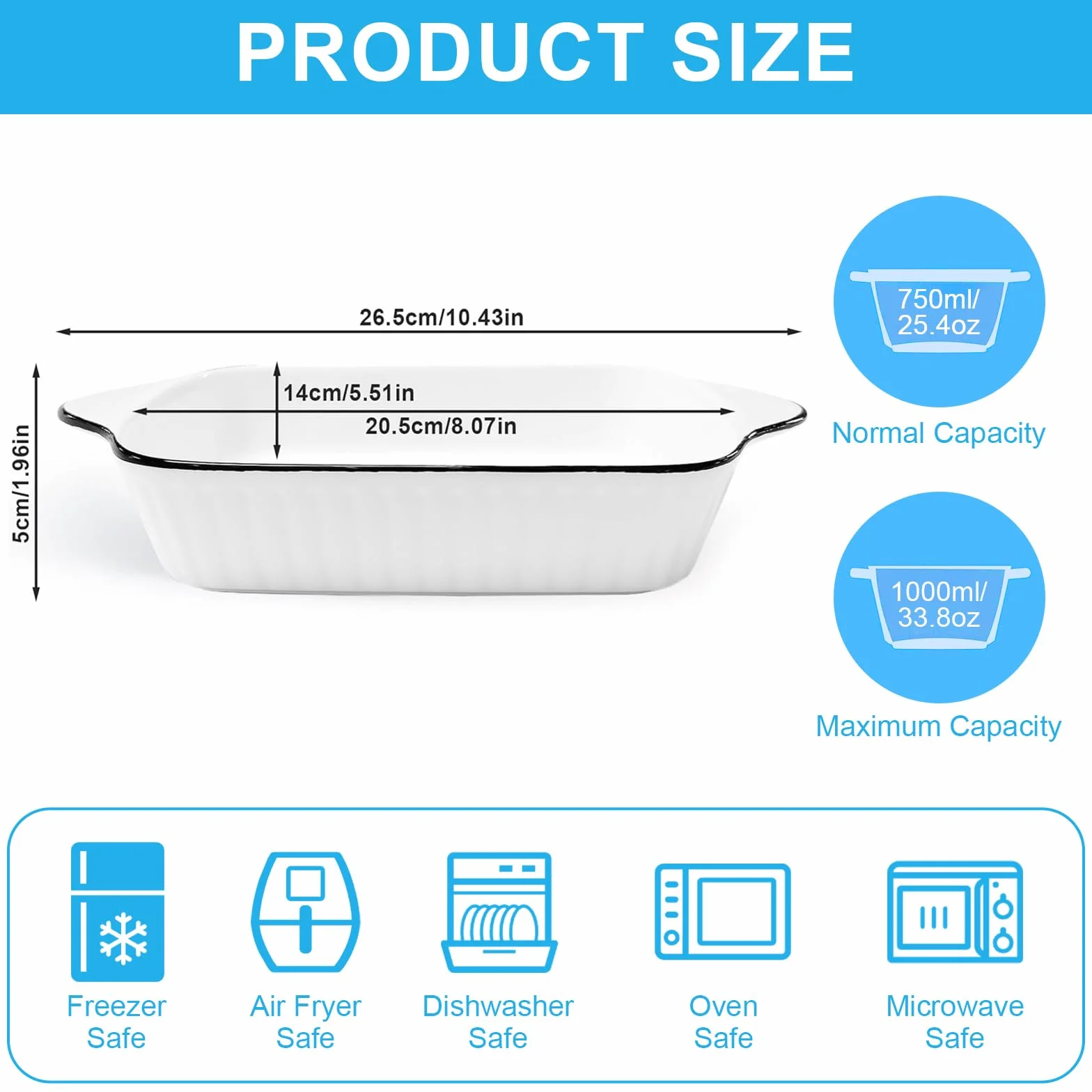 Set da 4 pirofile piccole in ceramica di alta qualità con manici, adatte per forno, microonde e friggitrice ad aria, perfette per gratin, pasta, dessert e altro. Piccola pirofila per 1 persona