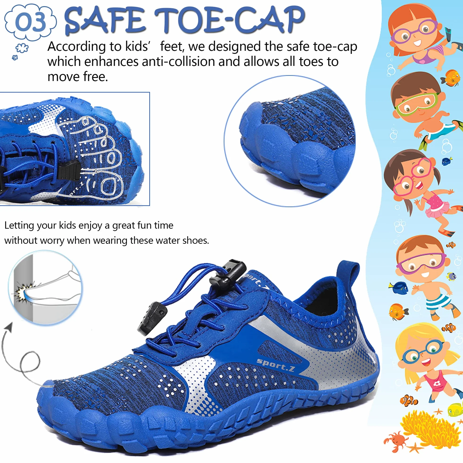 Scarpe da Spiaggia per Bambini Aqua Swimming Quick Dry Leggero Surf Diving