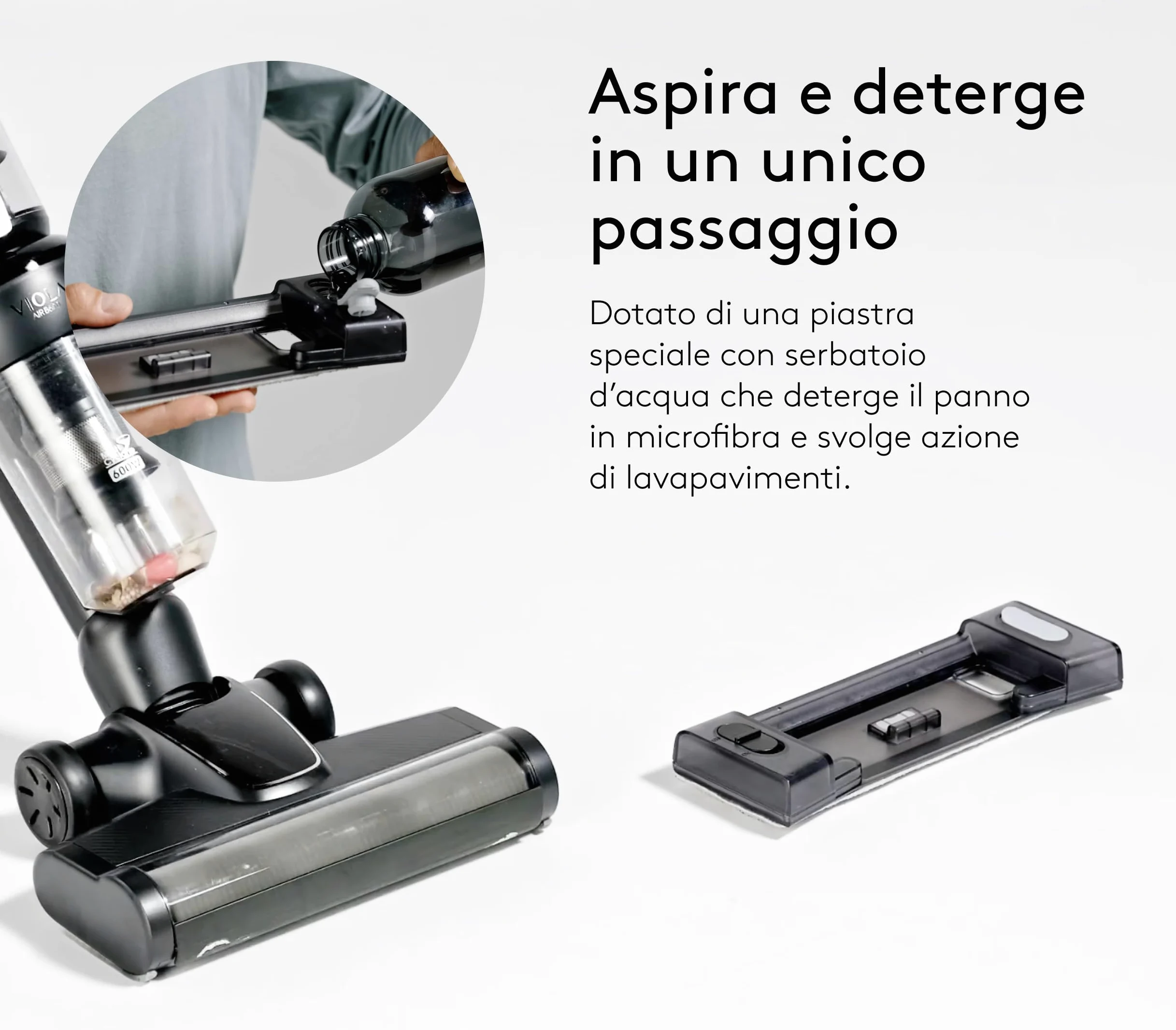 VIOLA Aspirapolvere Senza Fili, 80Min/28,8V/600W Scopa Elettrica Senza Fili, Aspirapolvere Potente, Aspirapolvere Verticale con Batteria Rimovibile per Tappeti/Peli Animali, Divani, Nero