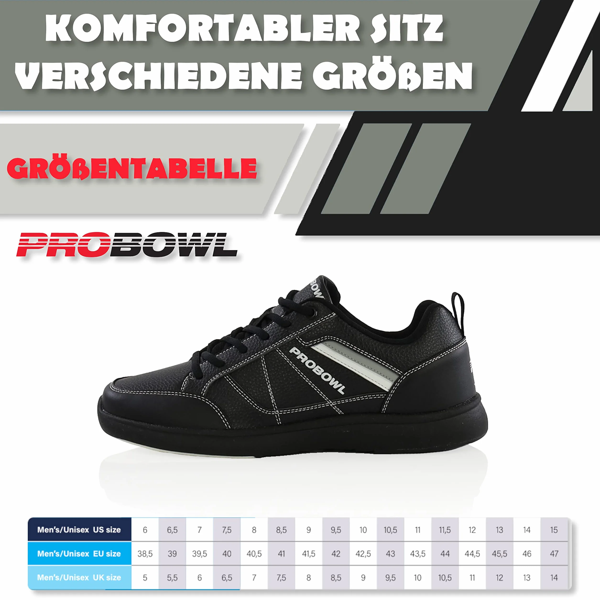 EMAX Scarpe da bowling uomo Pro Bowl Kvara Nero