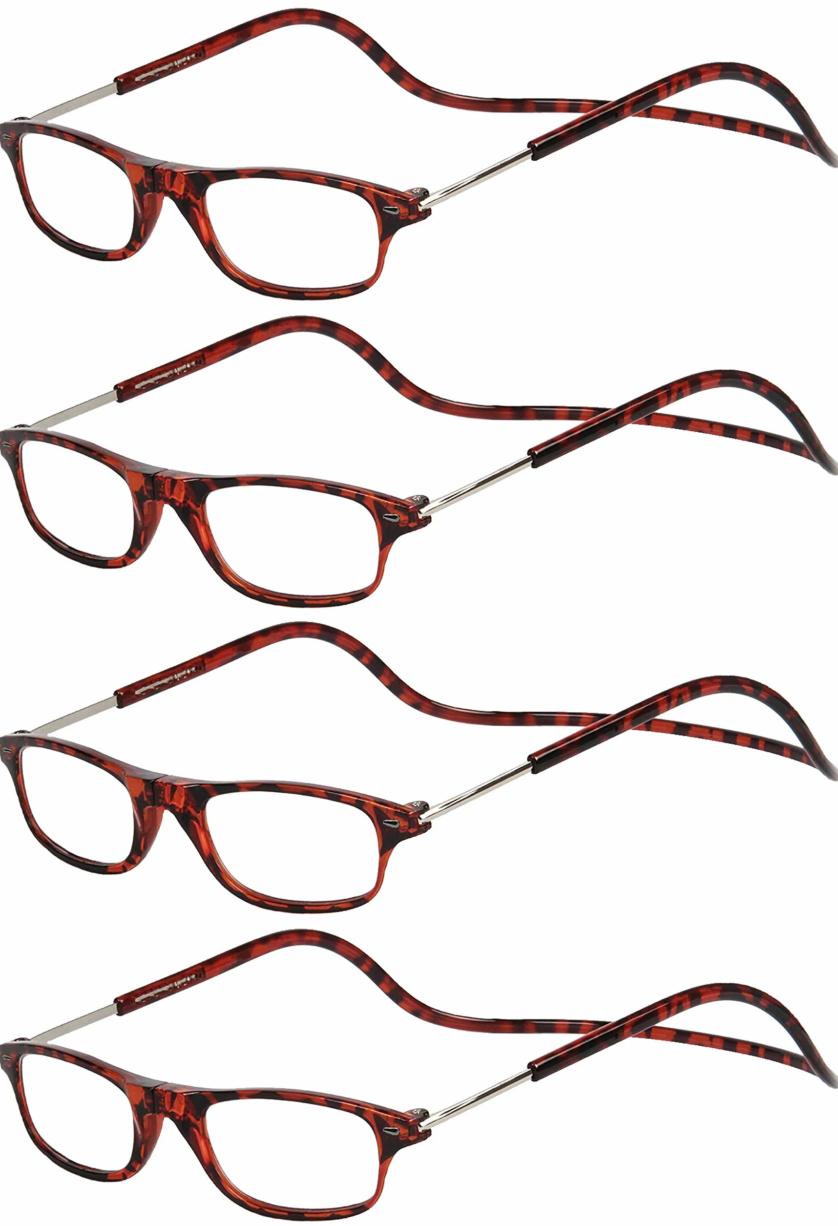 TBOC Occhiali da Lettura Regolabili Pieghevoli con Clip Magnetica, 4 Pezzi, Montatura Confortevole per Donna e Uomo