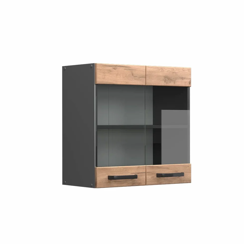 Vicco Mobile da cucina in vetro R-Line, Rovere dorato, 60 cm, per la libera combinazione all'interno di sistemi cucina modulari