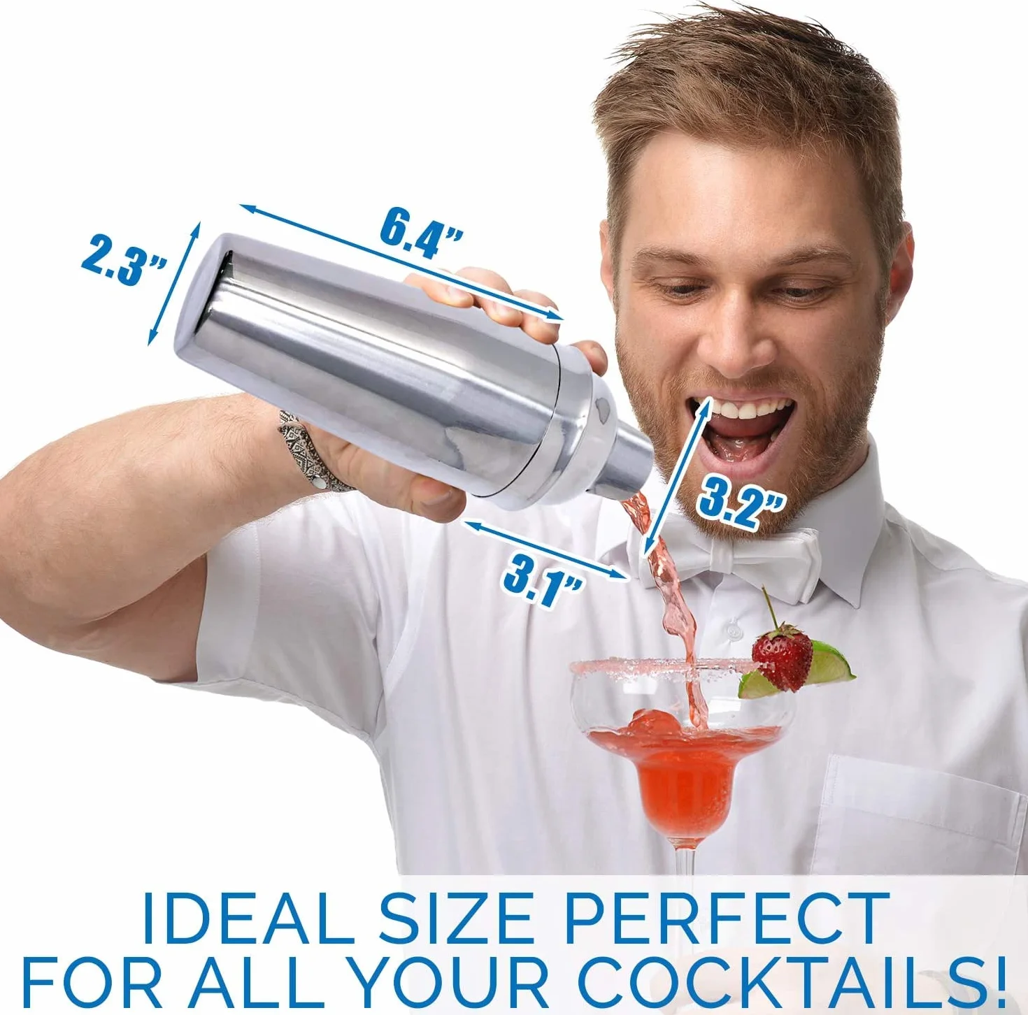 Shaker da Cocktail Professionale in Acciaio Inox 750 ml Martinishaker con Setaccio