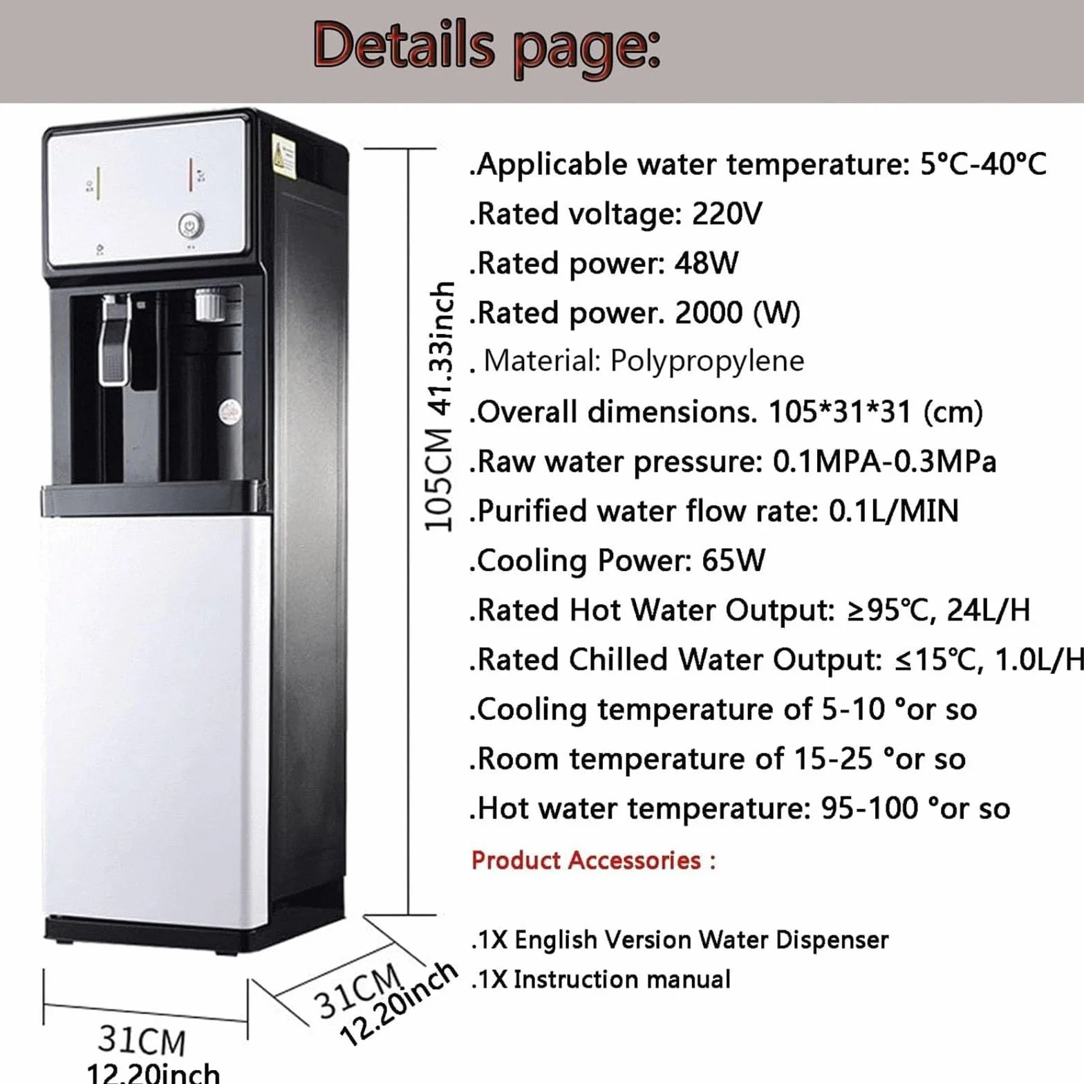 Distributore Acqua Ufficio, Erogatore Acqua Caricamento Dal Basso, Regolazione Temperatura 3 Livelli, Depuratore Acqua Casa Cafè Bar