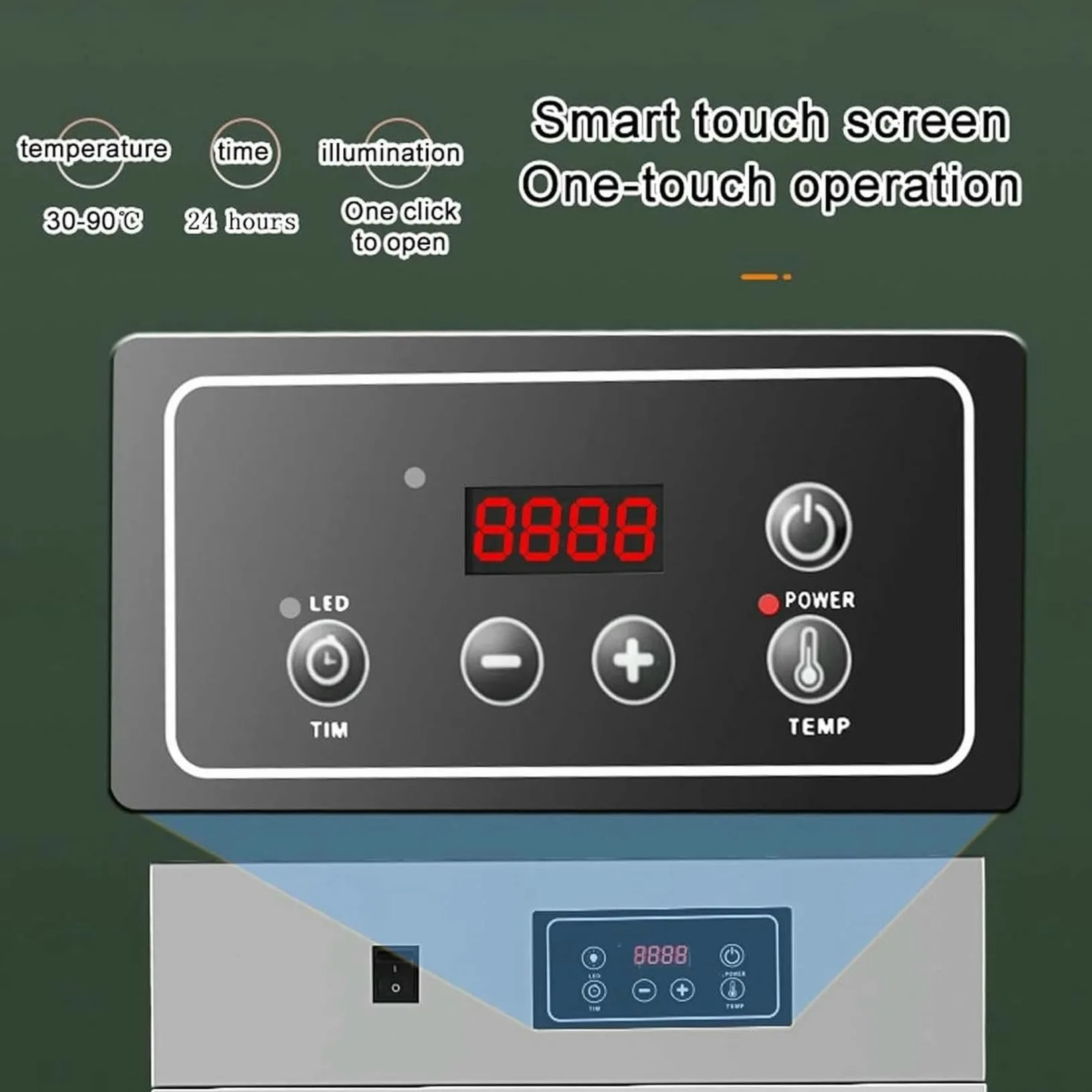 Deidratatore Alimentare in Acciaio Inossidabile, Decoratore di Carne Rotatoria con Termostato Regolabile da 30 A 90 C 24 Ore, Cena Alimentare