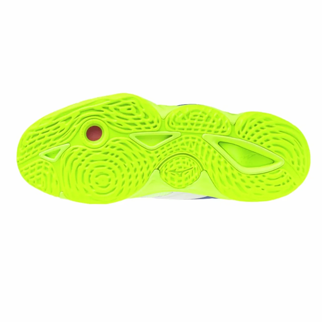 Mizuno Wave Momentum Elite Mid, Scarpe da Pallavolo Unisex, Bianco Blu Giallo Fluo,
