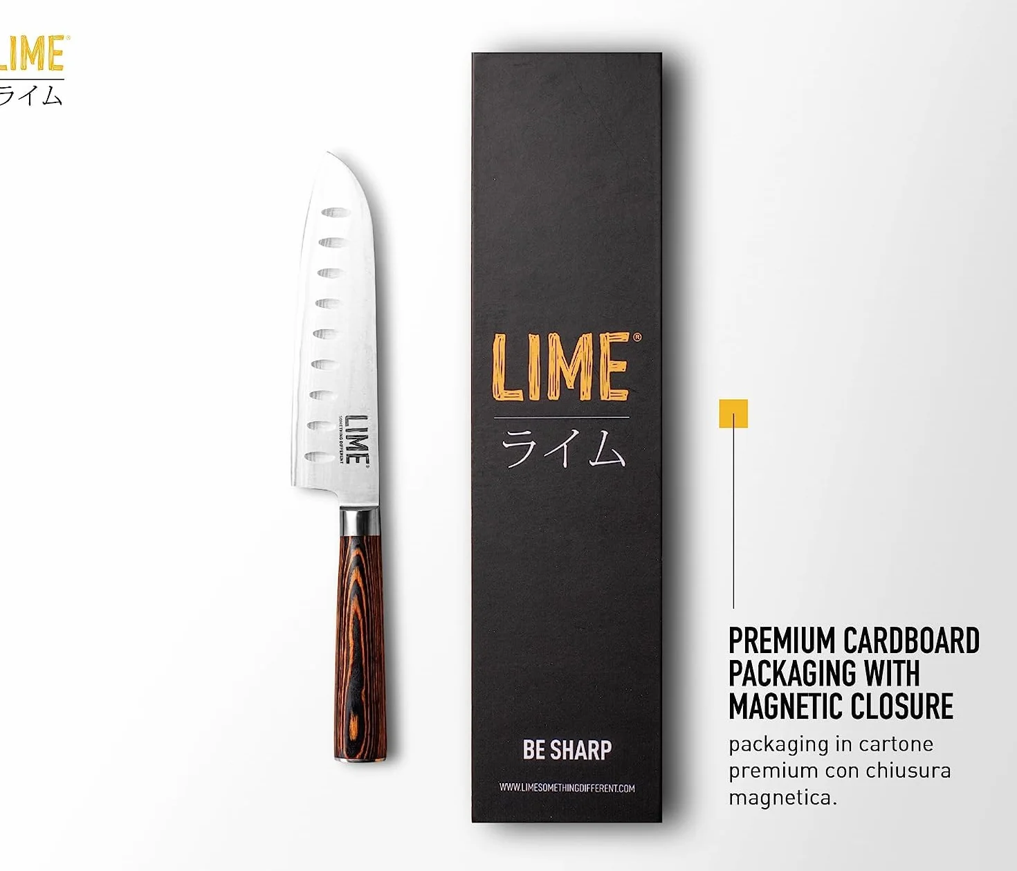 Santoku Lime Knife Giapponese Lama 17,7 cm Coltello Cucina Professionale