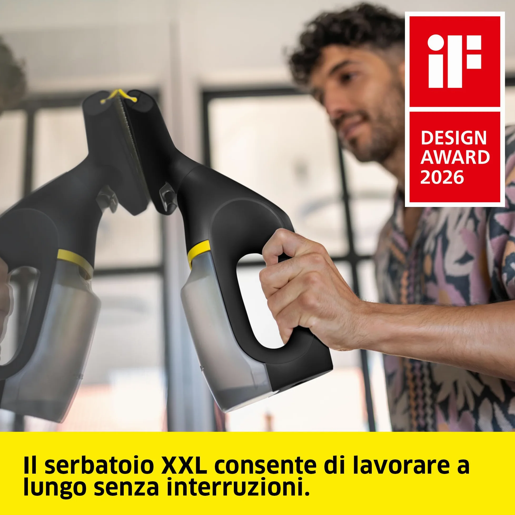 KÄRCHER lavavetri a batteria WV 3 Comfort Precision+ Black, autonomia: 35 min, serbatoio XXL: 200 ml, 2 labbra di aspirazione, flacone spray, gancio per doccia, 500 ml detergente per vetri