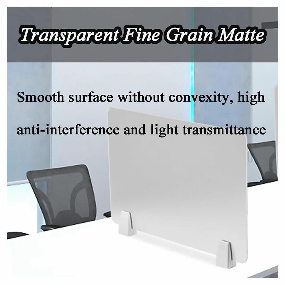 Divisori da scrivania da 2 pezzi, Lavagnetta con morsetto in acrilico satinato, Protezioni per la privacy autoportanti acustiche 60x30 cm, Pannello per cubicoli portatile per scrivania, per bancone