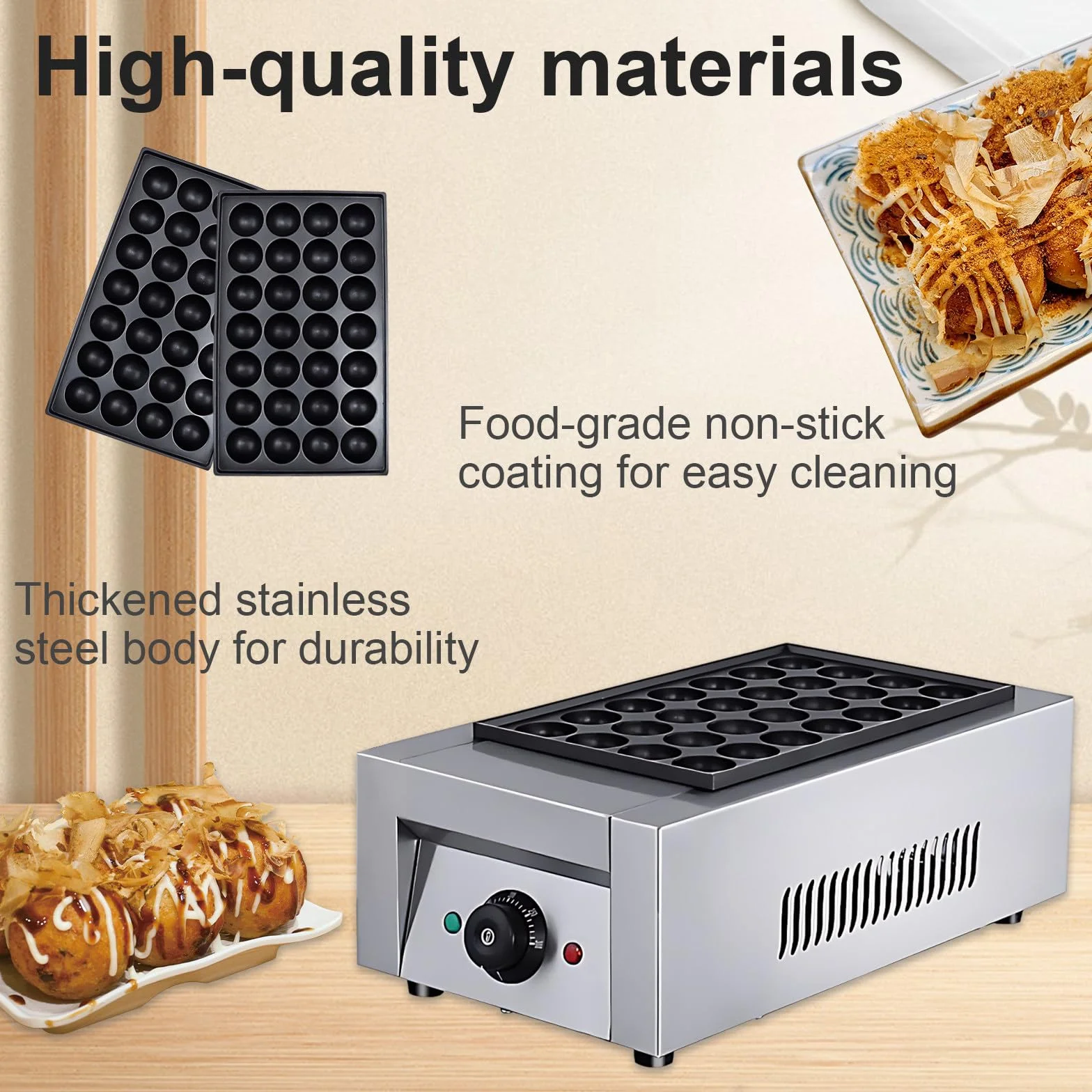SHAHRYAR Macchina per Takoyaki Professionale 28 Fori Acciaio Inox