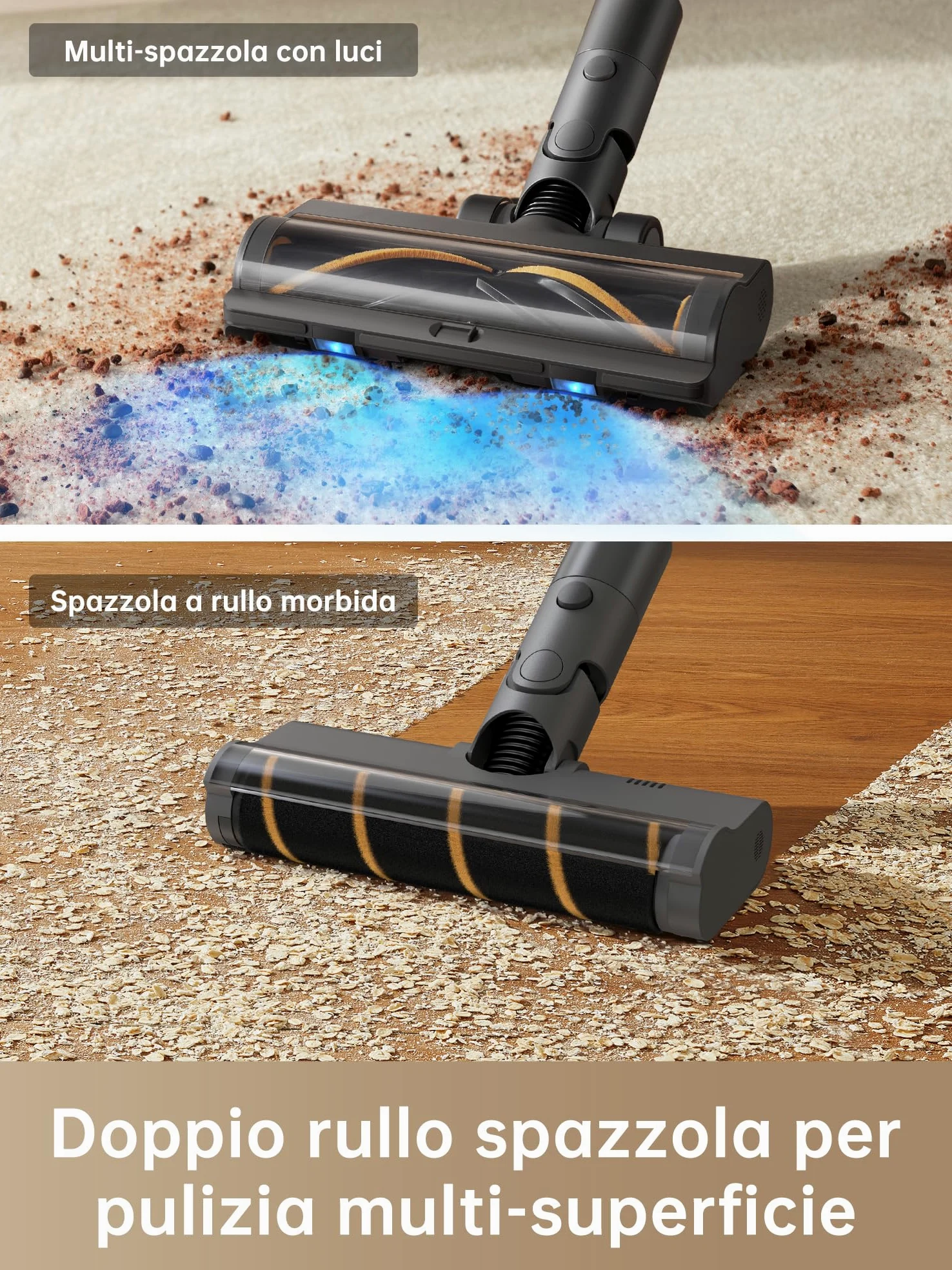 DREAME R20 Aspirapolvere Senza Fili, Aspirazione Potente 22,000PA/190AW, Autonomia 90min, Individuazione Sporco, Schermo LED, Luci LED Blu, Anti-Groviglio, Pulizia Casa, Peli di Animali Domestici