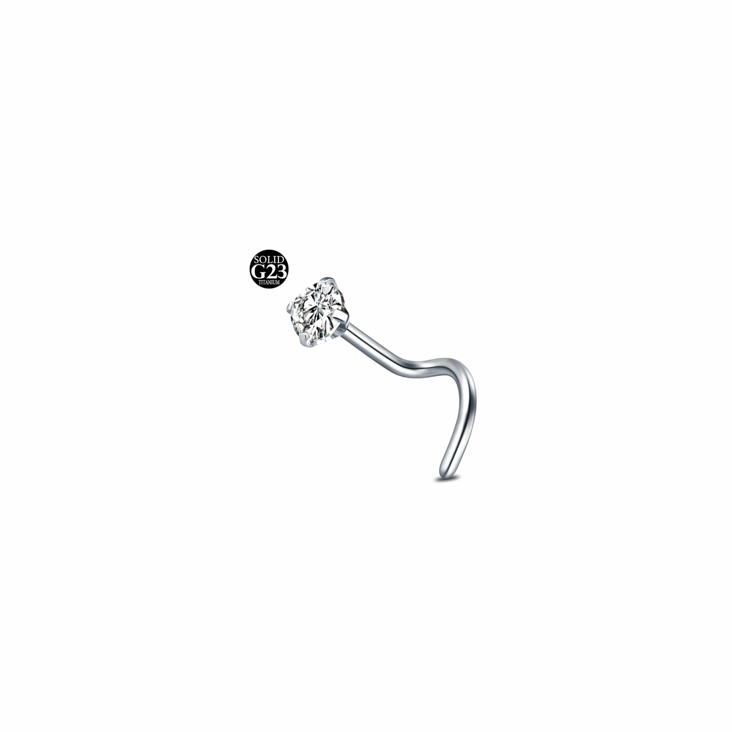 AceFun Piercing naso titanio G23 acciaio 1.5mm 2mm 2.5mm 3mm diamante forma L Screw uncino 1 pezzi gioielli con zirconi