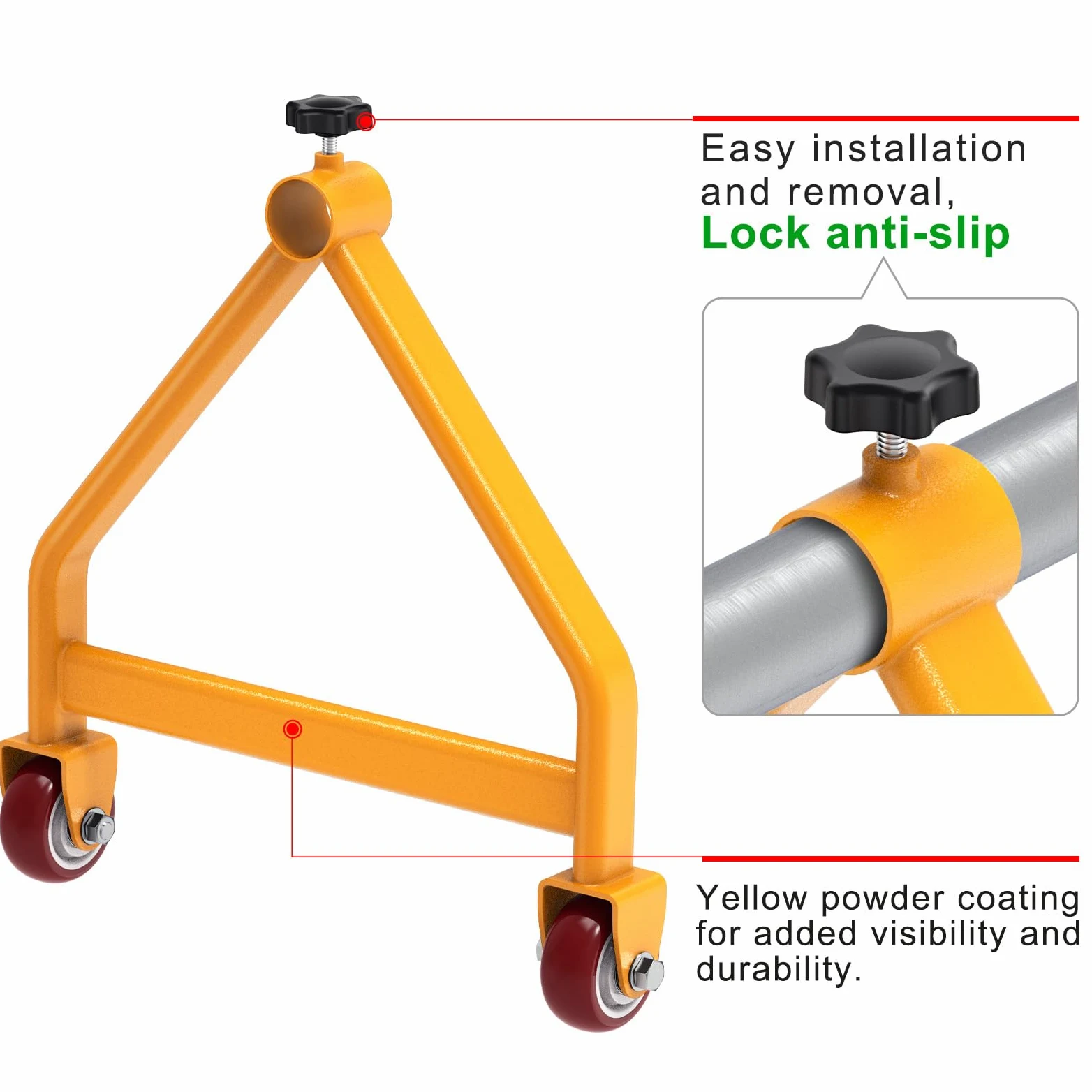 Porta bobine di filo, contenitore portatile per cavi, ruote girevoli con freno, dispenser in acciaio completamente saldato per bobine di diametro fino a 71,1 cm, capacità 99,8 kg, giallo