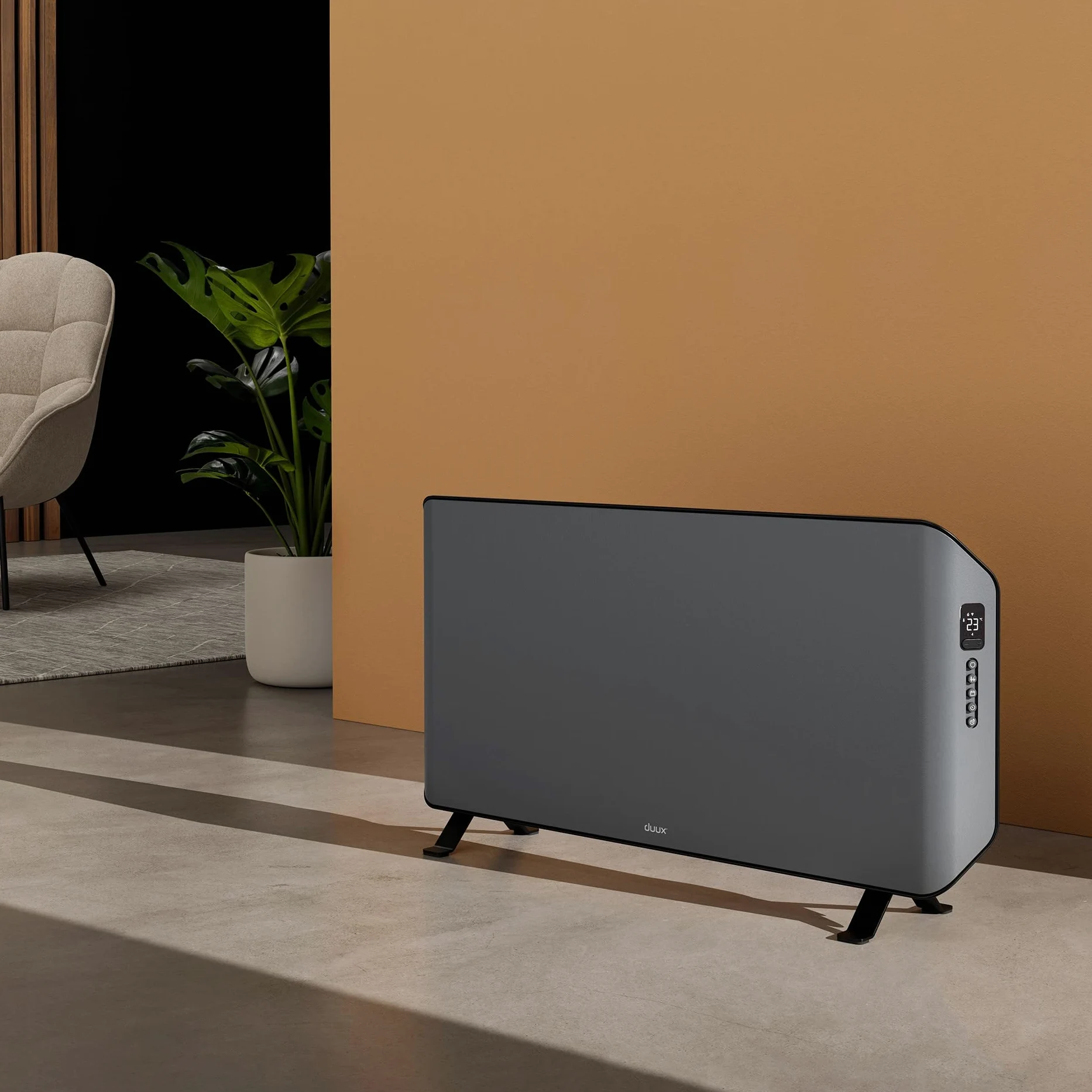 Duux Edge Smart 1500 W Riscaldamento elettrico a risparmio energetico – Convettore elettrico – Termoventilatore da bagno – Radiatore con termostato – Riscaldatori elettrici per ambienti fino a 20 m² –